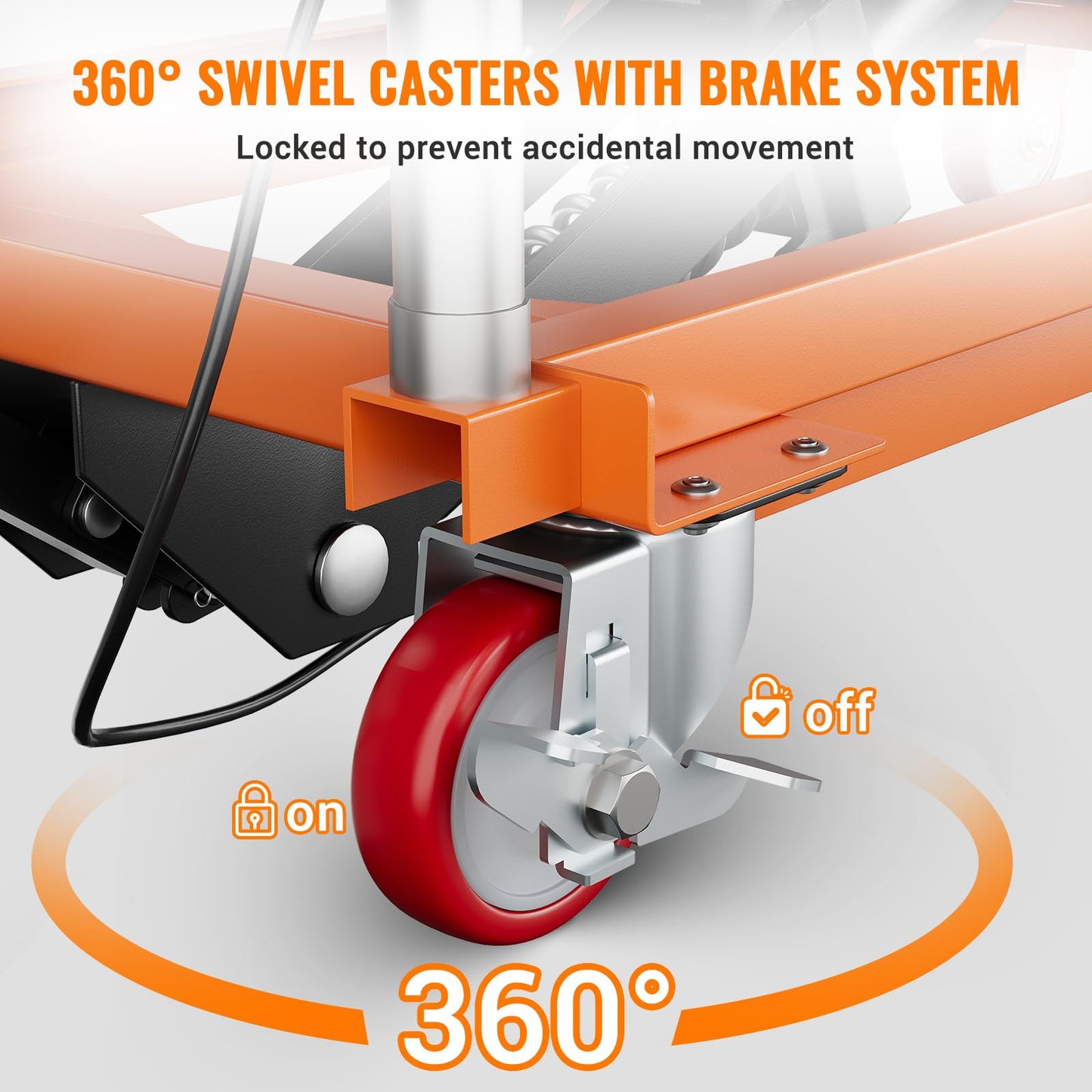 Double Scissor Lift Table, 330lbs Capacity 59" Lifting Height, Hydraulic Lift Table Cart with Locking Wheels and Non-Slip Pad, Hydraulic Scissor Cart for Material Handling and Transportation