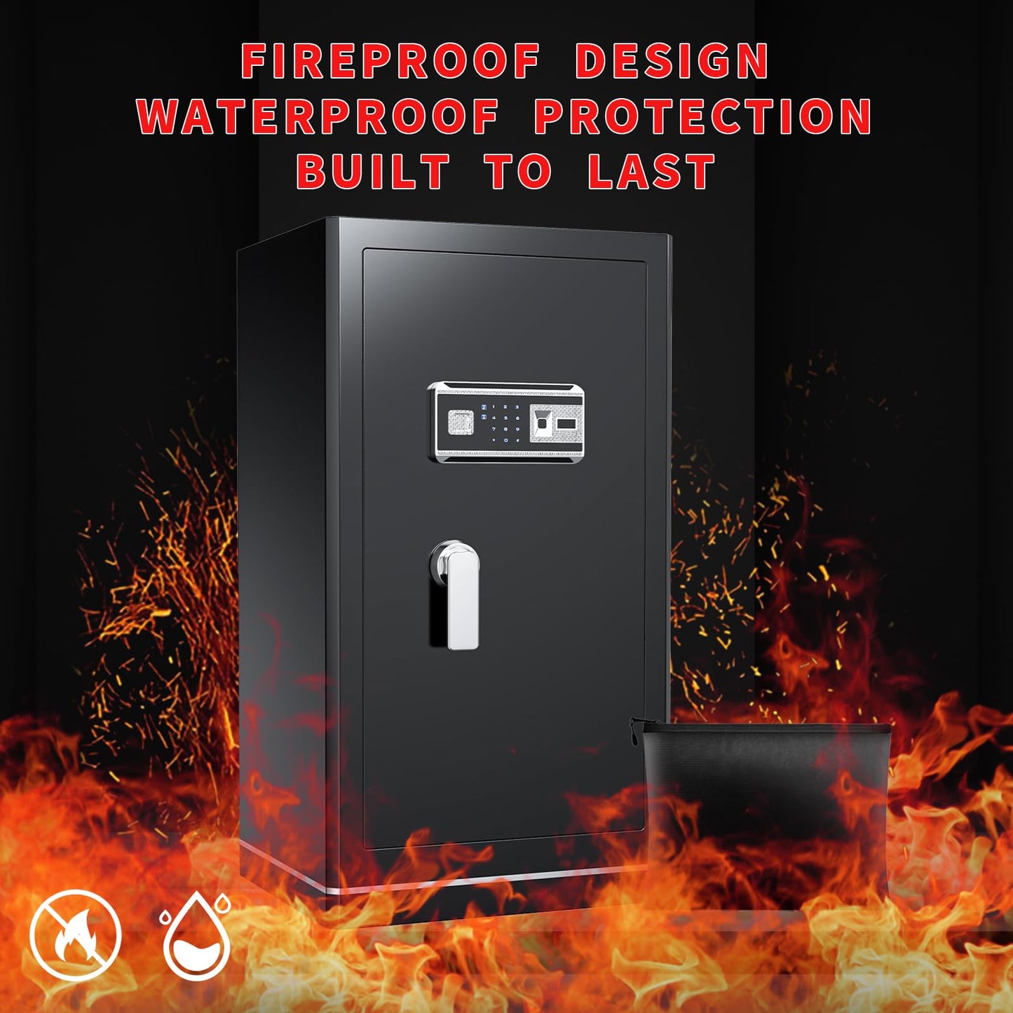 FABAO Wifi Smart Safe 8.1 Cu.Ft.Extra Large Home Safe,Big Security Fireproof Safe Box with Fireproof Bag,Built-In Drawer and Removable Shelf Perfect for Safe for Home Documents Money Valuables