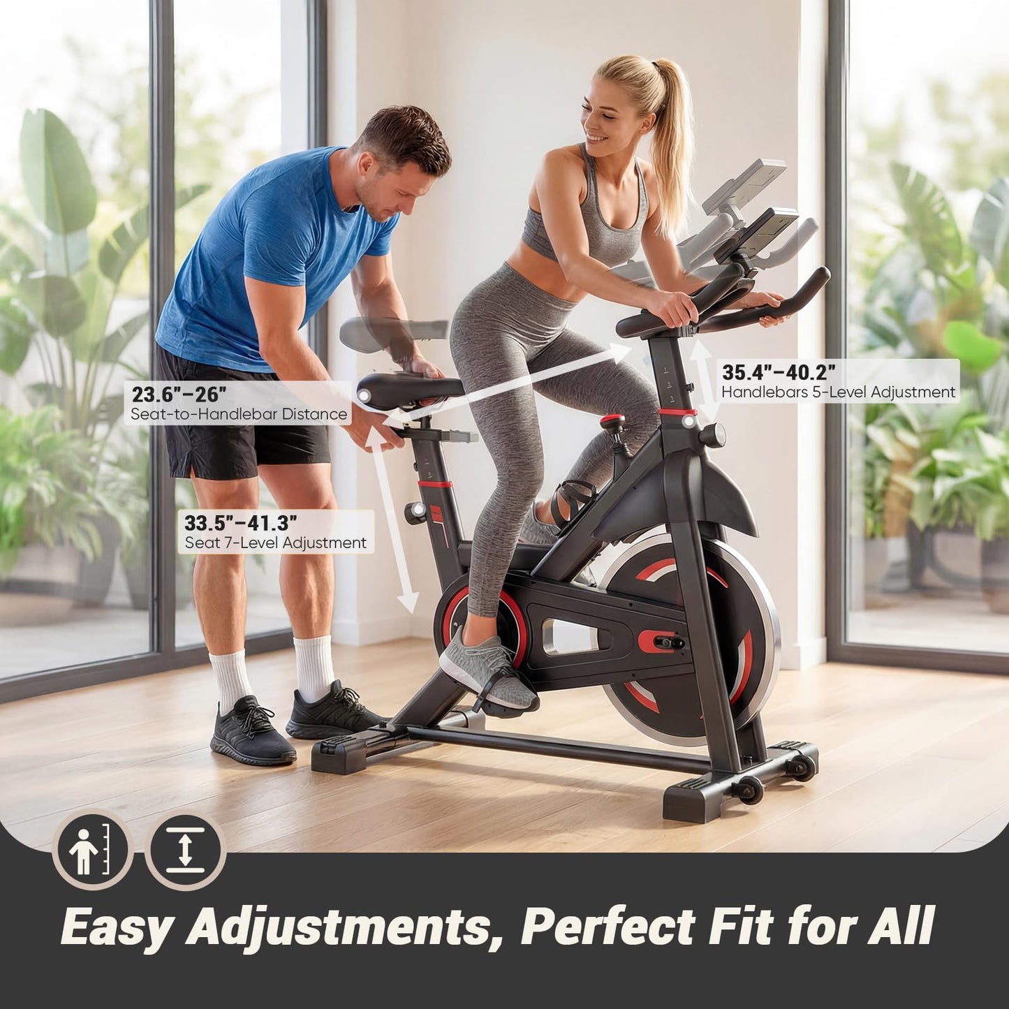 OLIXIS Exercise Bike with APP Control, Brake Pad Stationary Bikes with Quiet Magnetic Resistance, Indoor Cycling Spin Workout Bike with 300.0 lbs Weight Capacity, Classic Red