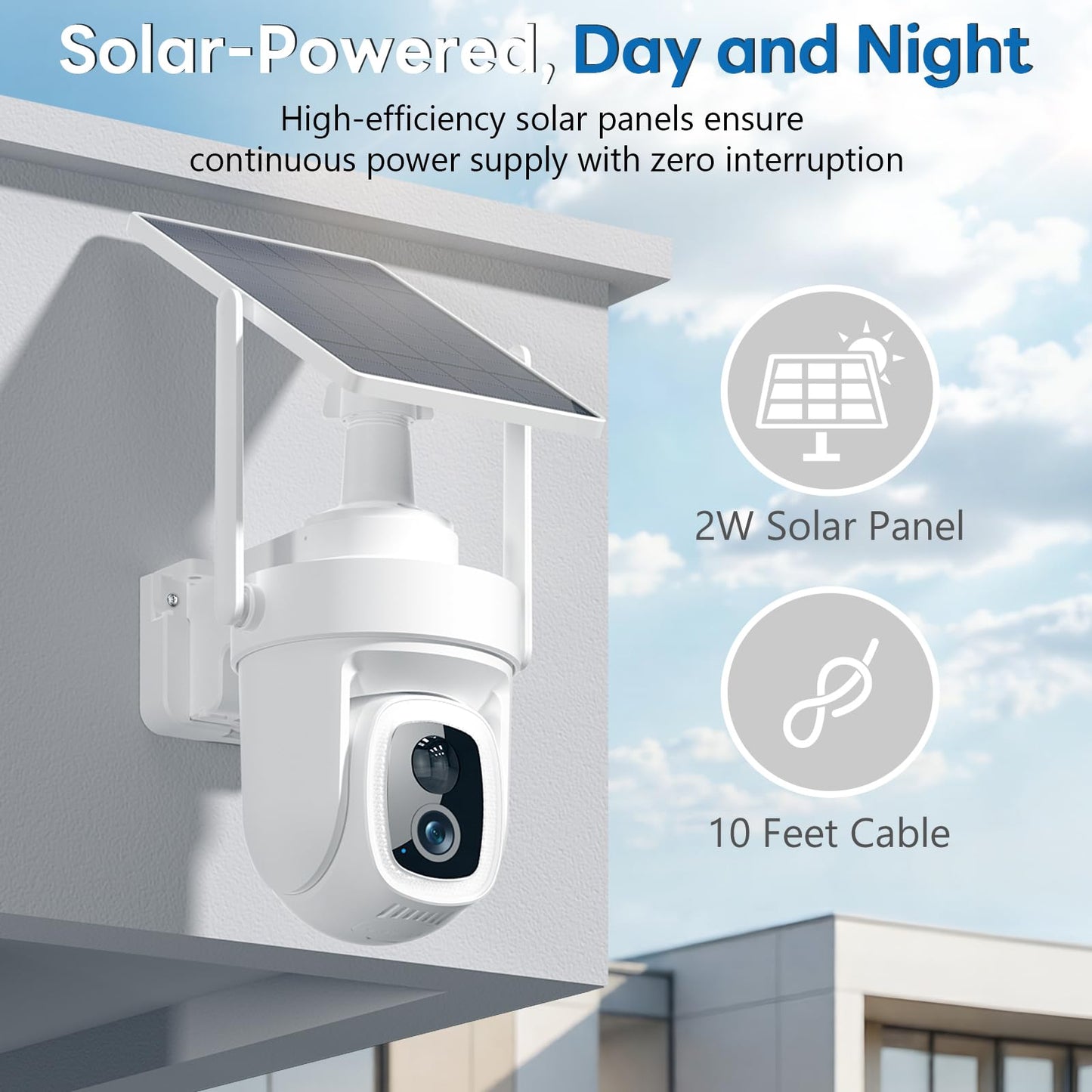 4K Security Cameras Wireless Outdoor with local storage Base,No Subscription Required,Solar-Powered,Home Security Cameras System with 360° Pan&Tilt,Auto Tracking,5G & 2.4G Router Compatible,2 cam kit