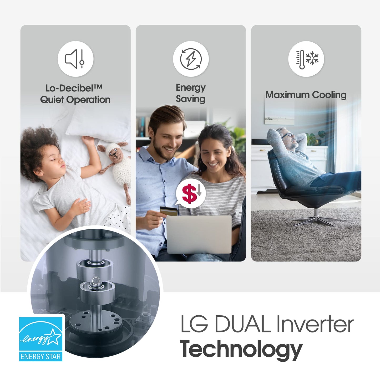 LG 10000 BTU Window Air Conditioners [2023 New] Dual Inverter Remote WiFi Enabled App Ultra-Quiet Washable Filter Cools 450 Sq.Ft AC Unit air conditioner Easy Install White LW1022FVSM