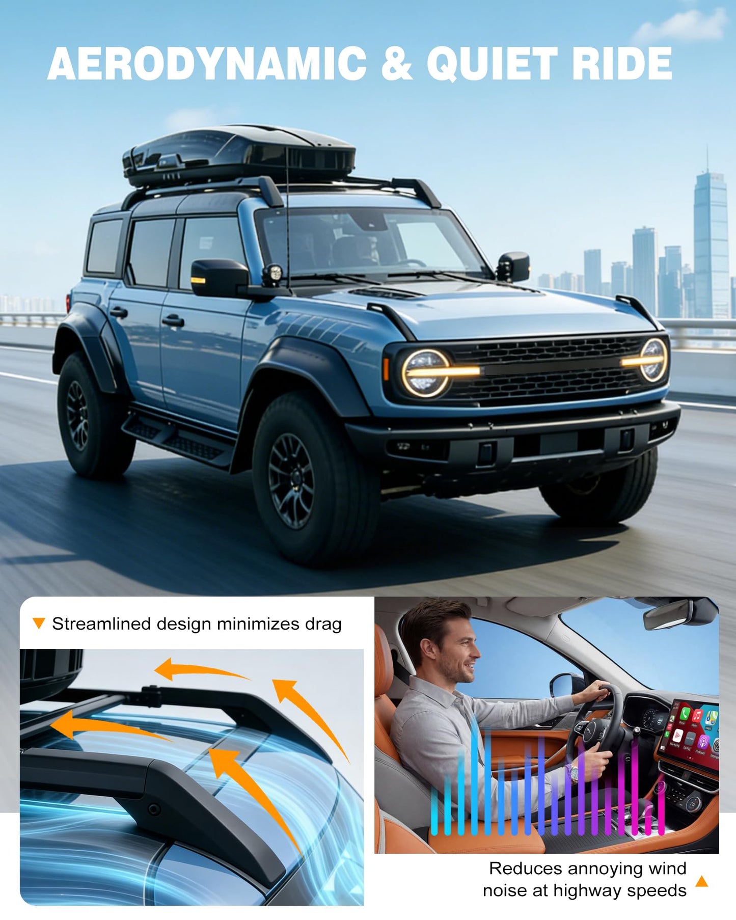 Snailfly Roof Rack Cross Bars 4PCS for Ford Bronco 2021-2026 Hard Top Only 2-Door & 4-Door - Aluminum Rooftop Cargo Luggage Carrier, Low Profile, (Not for Bronco Sport,Raptor, 4Door Badlands 2.7L)