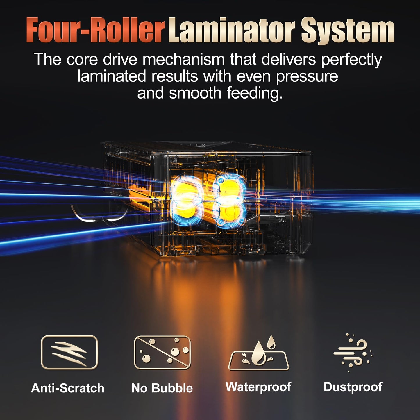13" Heavy-Duty 4-Roller Laminator Machine, Fast 55s Warm-Up, 3-10 Mil A3/11x17 Laminating Machine, 1000mm/min Speed, Auto-Reverse Jam Prevention, Includes 30-Sheets for Office & School (Black)
