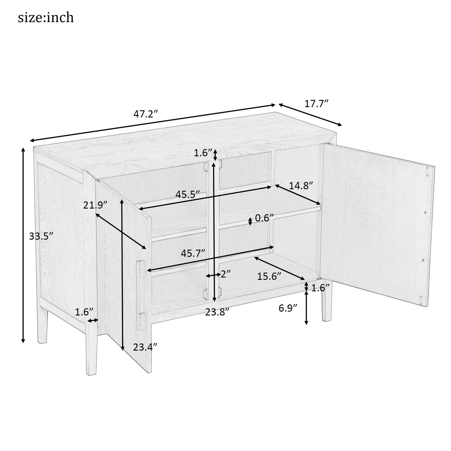 Merax Modern Rustic Wood Buffet Sideboard with Storage Shelf, 2 Doors Coffee Bar Cabinet TV Stand for Bedroom Living Room Dinning Room Kitchen Espresso