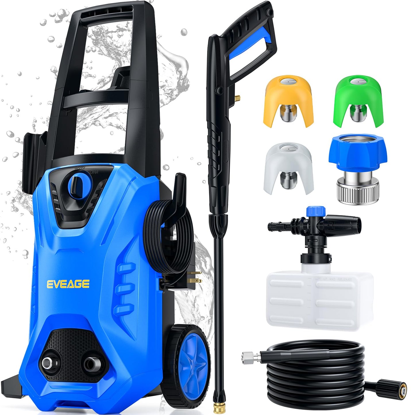 EVEAGE Electric Pressure Washer, 4200 PSI 2.8 GPM Power Washer with 1000ML Foam Cannon, 3 Pressure Nozzles, for Car/Fences/Driveway/Home/Patio Cleaning