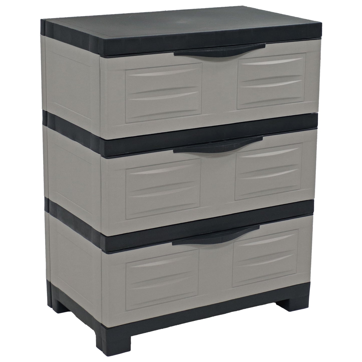 Sunnydaze 29.5" H 3-Tier Storage Cabinet with Drawers - Resin Storage Drawers Organizer - for Garage, Office, Home, Laundry Room - Gray w/Charcoal Trim