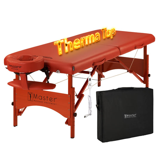 Master Massage Fairlane Therma-Top 28-Inch Portable Heated Massage Table Package, Cinnamon Color, Adjustable Heating System- Tattoo Bed- Lash Table