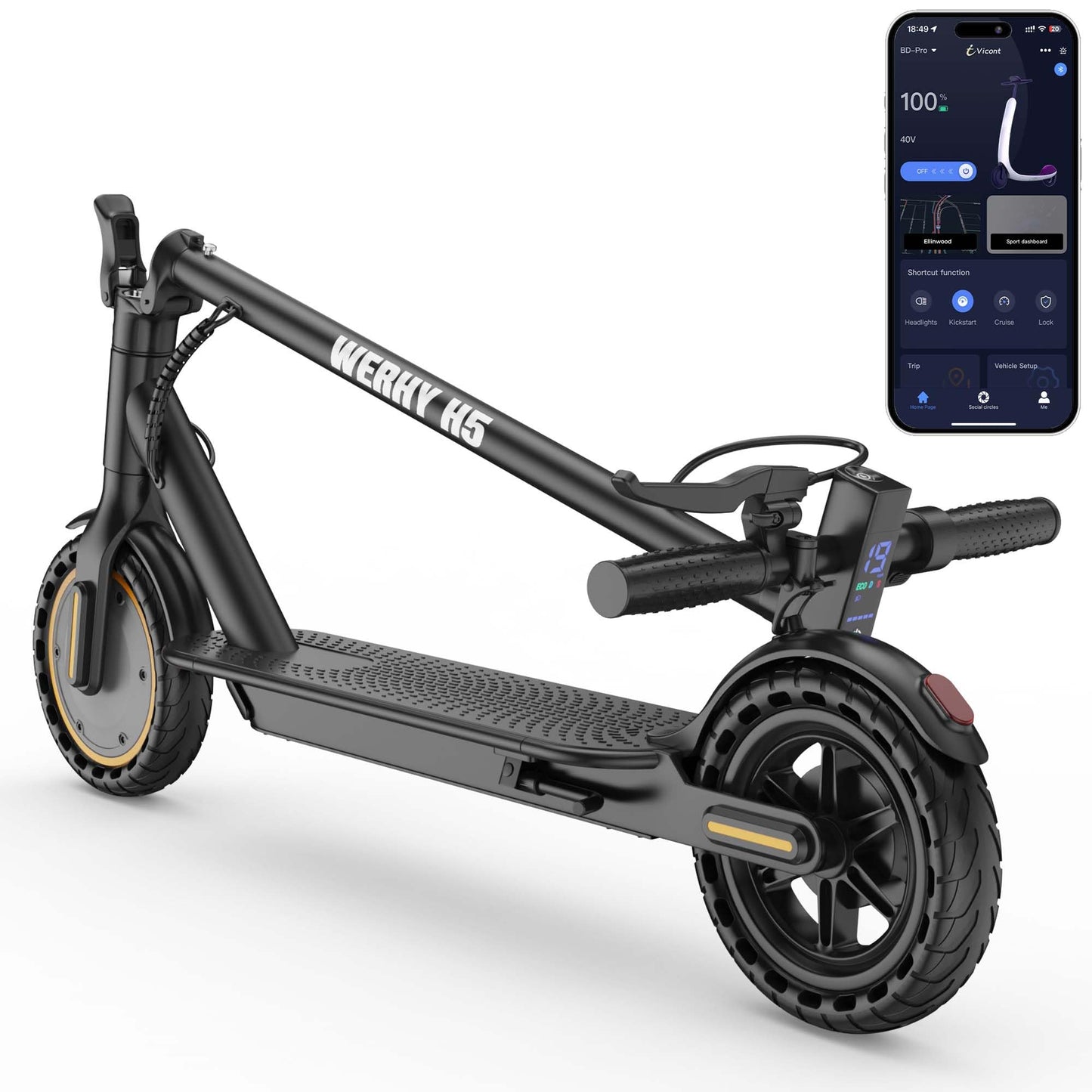Electric Scooter, 500/350W Motor & 10"/8.5" Solid Tires, Up to 22/19 MPH & 25/15 Miles Rang, Foldable Commuter E Scooter for Adults & Teens