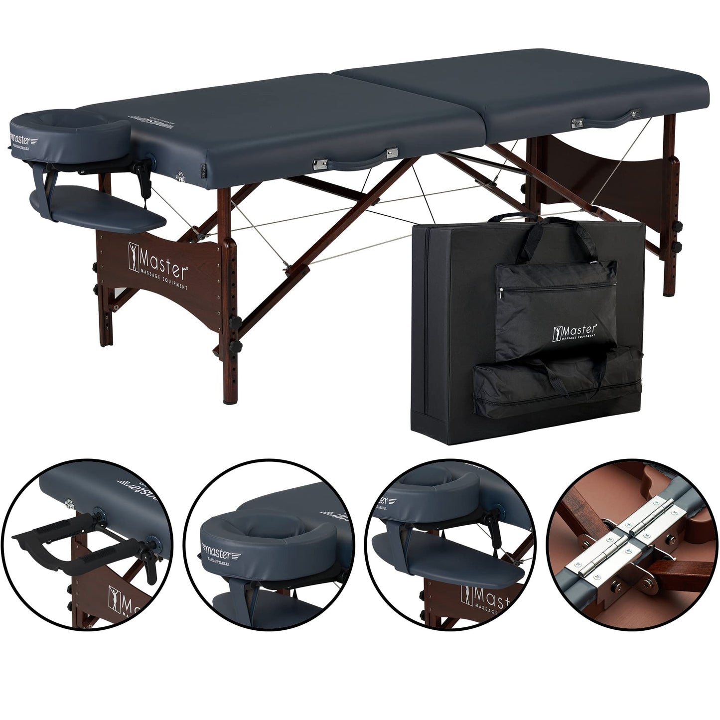 Master Massage Newport 30" Professional Portable Massage Table Package in Royal Blue with Ambient Lighting System