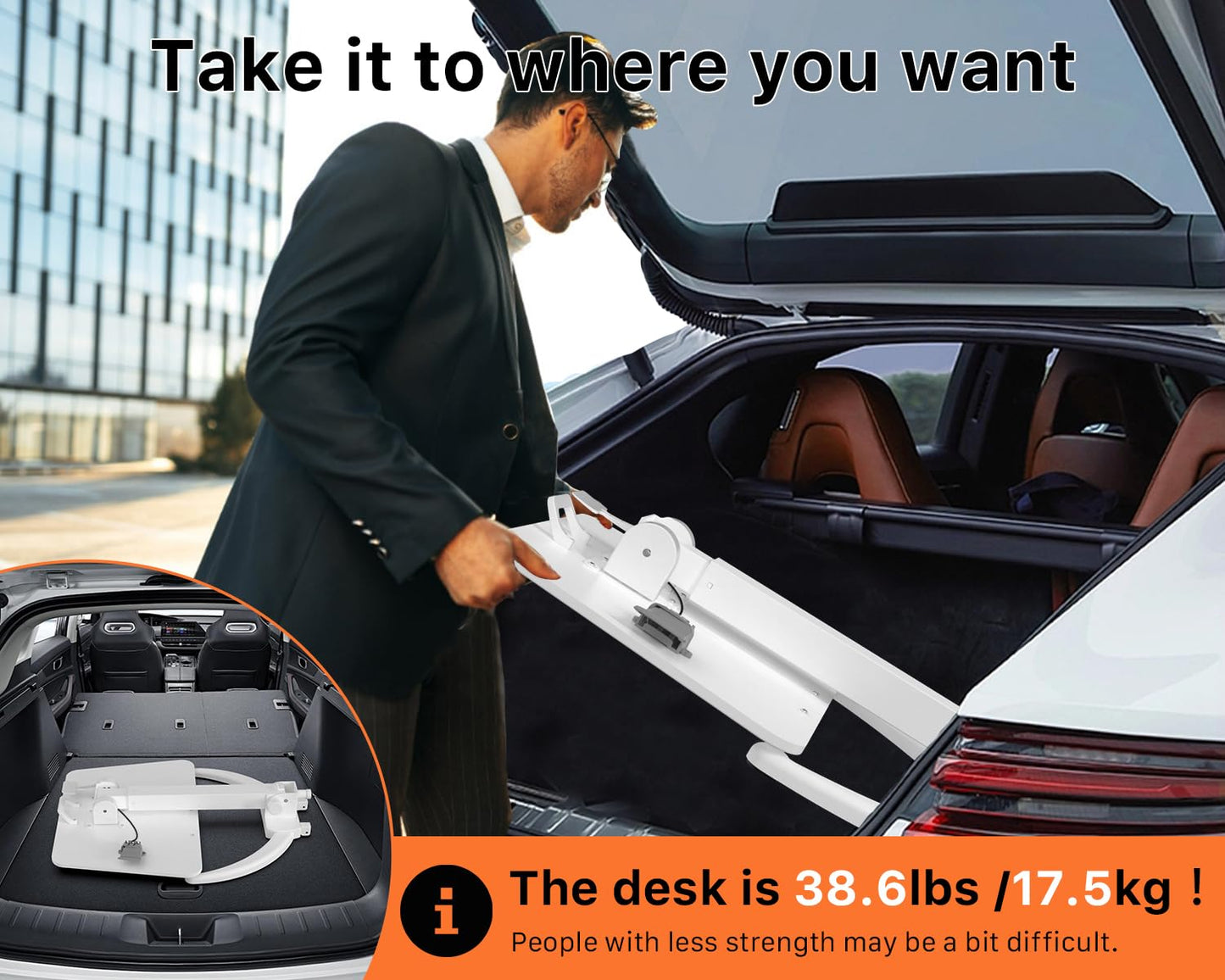 JOY worker Foldable Mobile Standing Desk, Height Adjustable Sit Stand Desk, 90° Tiltable Rolling Laptop Table, Portable Workstation with Wheels Non-Slip Mat for Home Office, Holds Up to 22lbs, White