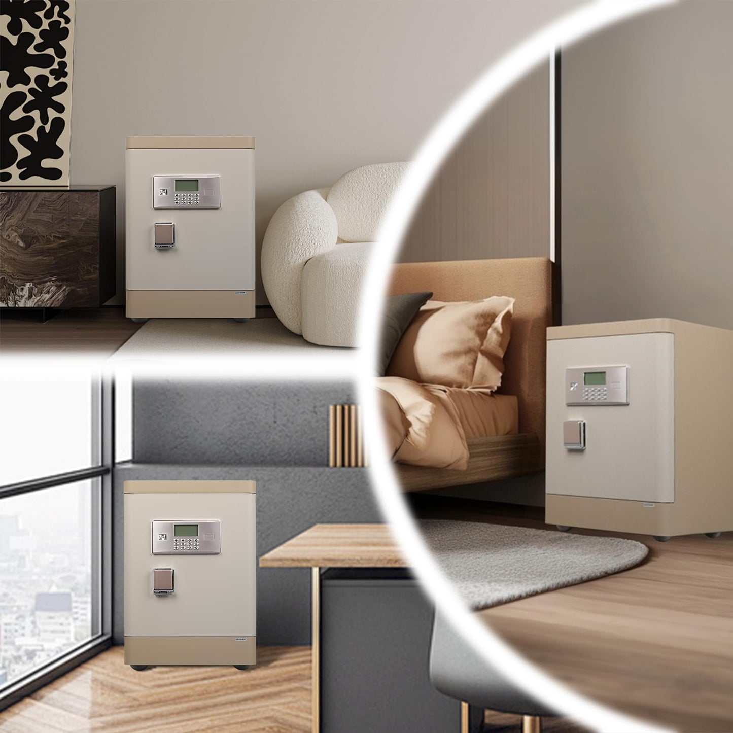 Biometric Home Safe Box, Heavy Duty Security Safe with Fingerprint & Keypad Lock, Anti-Theft Steel Safe with Dual Alarm, Removable Shelf, LED Light, Fireproof Waterproof Bag