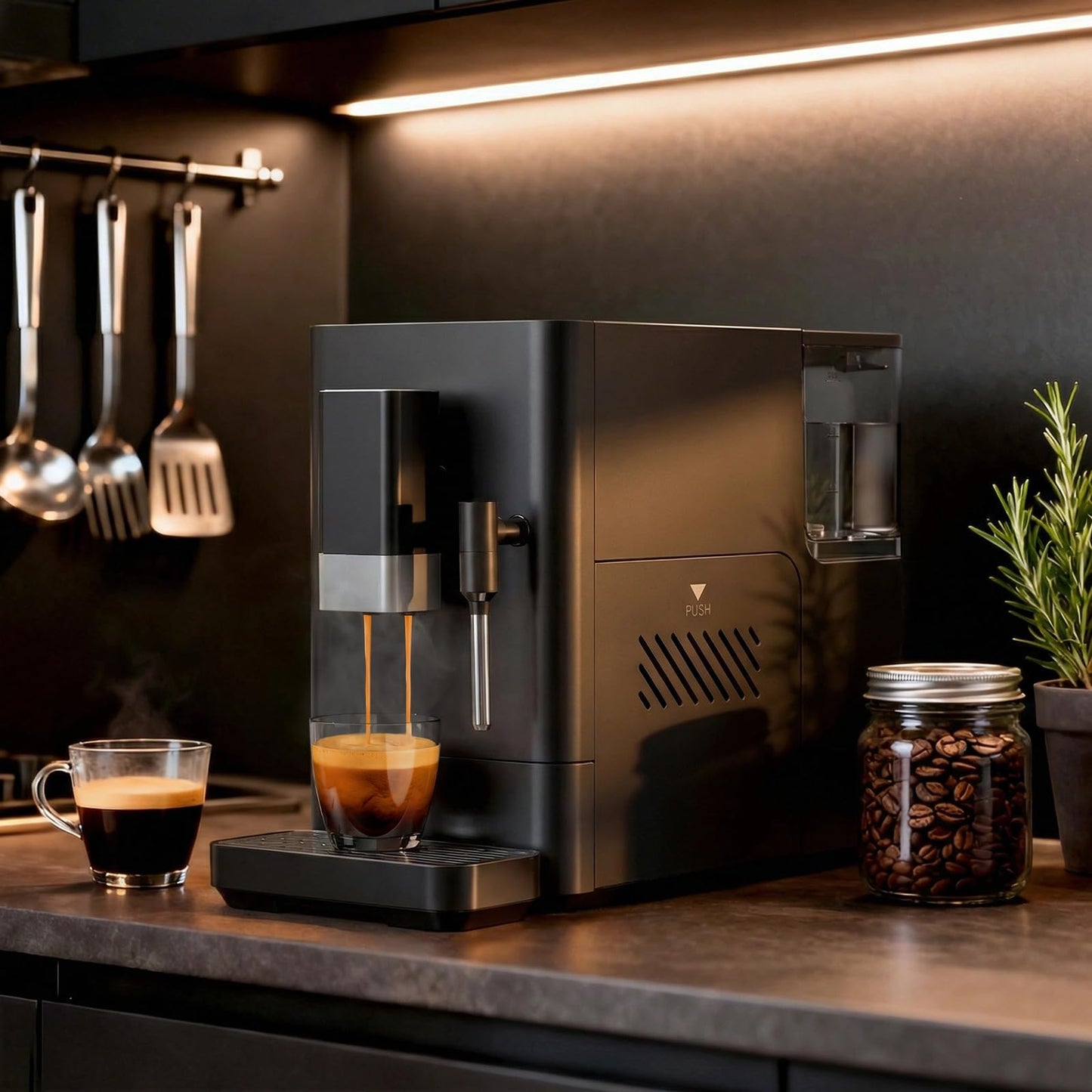 Kndko Automatic Espresso Machine, 20 Bar Coffee Maker with Grinder and Milk Frother Steam Wand, All-in-One Grind and Brew Coffee Maker, Auto Self-Cleaning, Cappuccino & Barista-Style