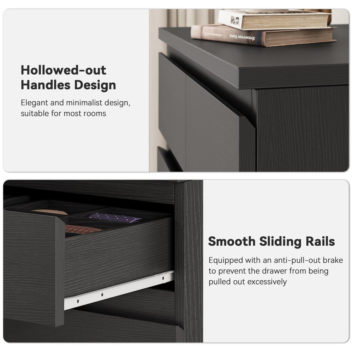 Jocoevol Black Tall 8 Drawer Dresser for Bedroom,Dressers & Chests of Drawers with Jewelry Storage,Wood Storage Dresser with Deep Drawers for Living Room Hallway Entryway(55.3" L*23.6" W*15.7")