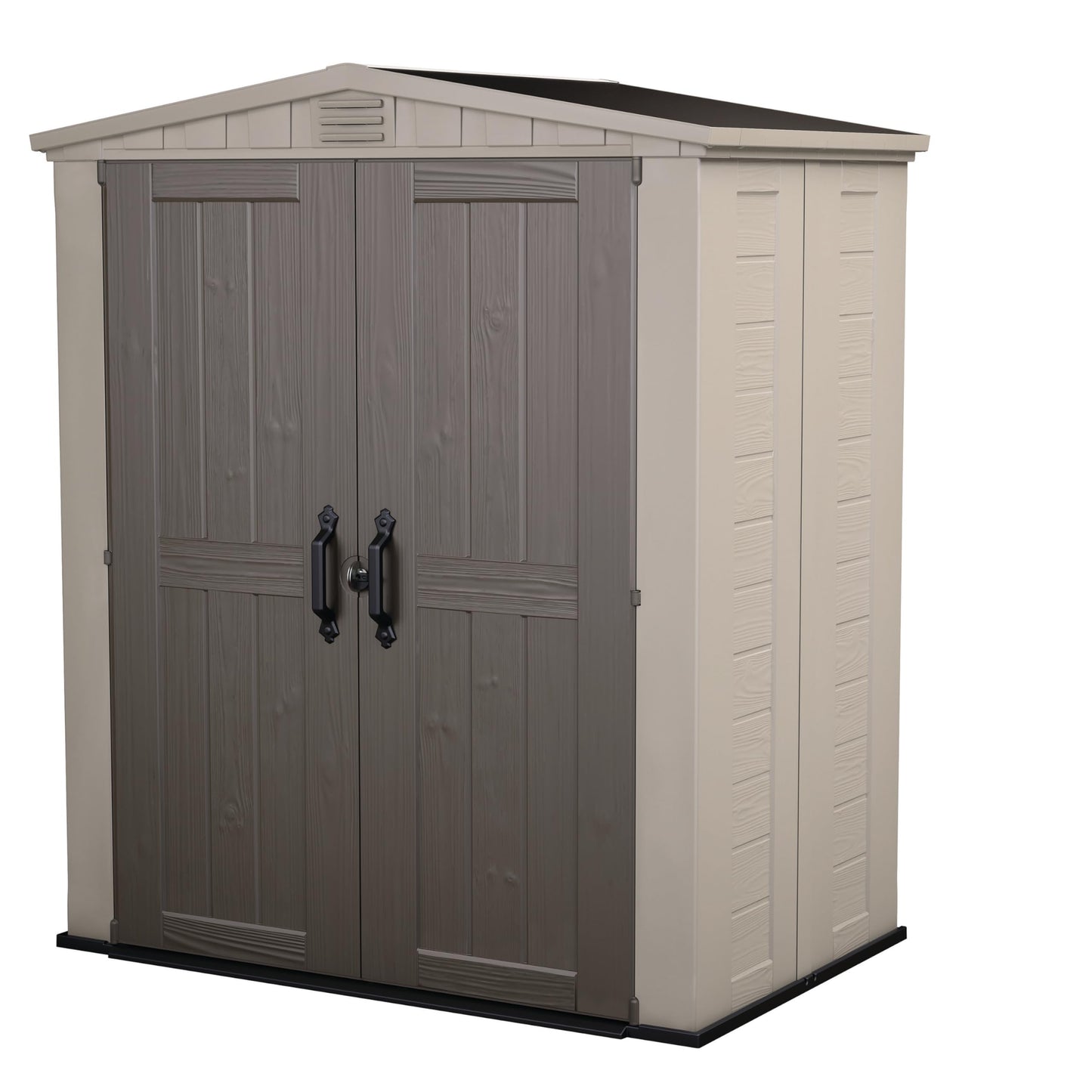 Keter Factor 6x3 Outdoor Storage Shed Kit-Perfect to Store Patio Furniture, Garden Tools Bike Accessories, Beach Chairs and Push Lawn Mower, Taupe & Brown