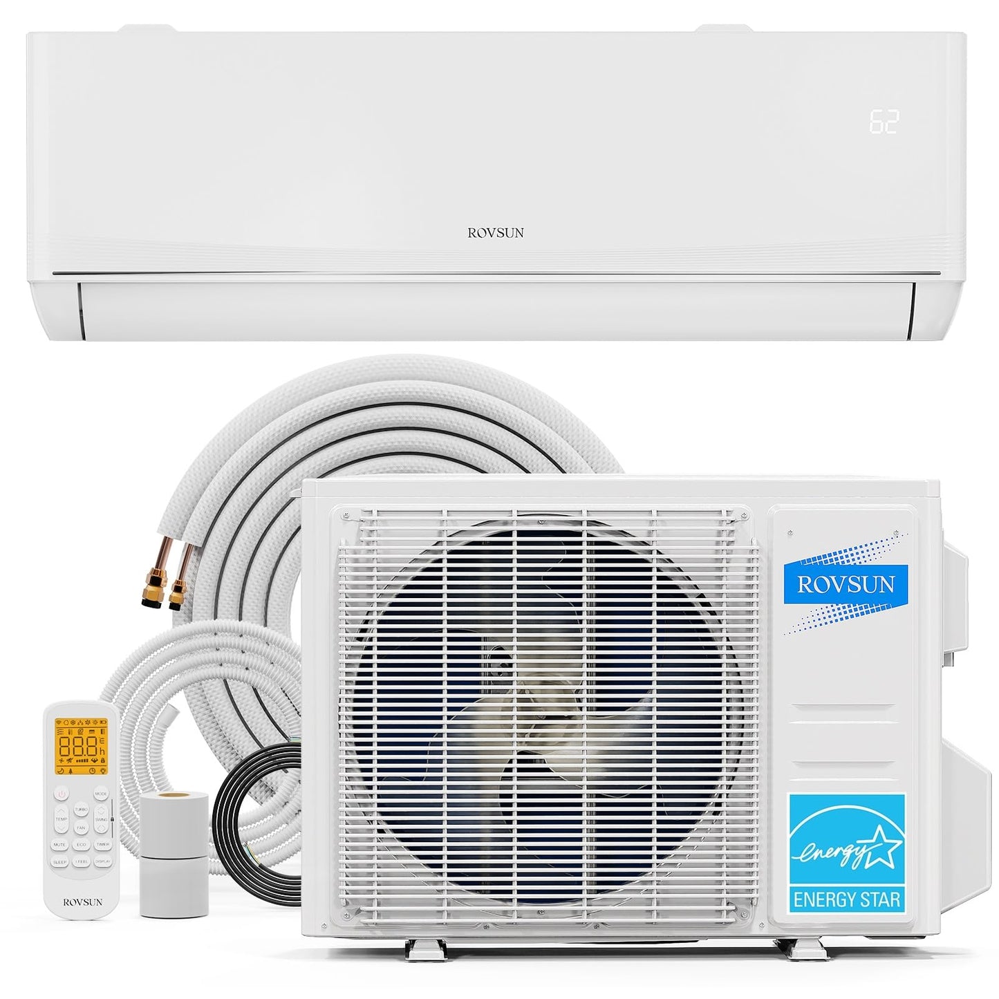 ROVSUN 18,000 BTU Mini Split AC/Heating System with Inverter, 23 SEER2 Energy Saving 230V Ductless Split-System Air Conditioner with Pre-Charged Condenser, Heat Pump, Remote Control & Installation Kit