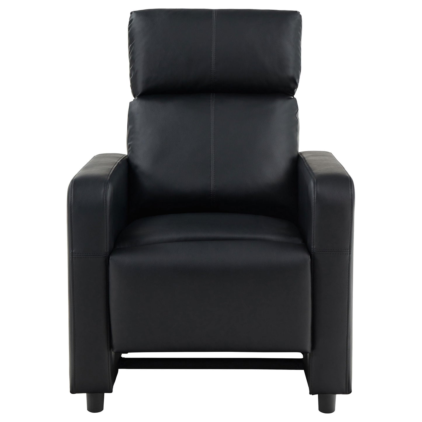 Coaster Home Furnishings - Toohey - Leatherette Upholstered Push Back Recliner Chair with Plush Headrests, Padded Armrests, and Pocket Coil Cushions - Living Room - 30-Inch - Black - 600181