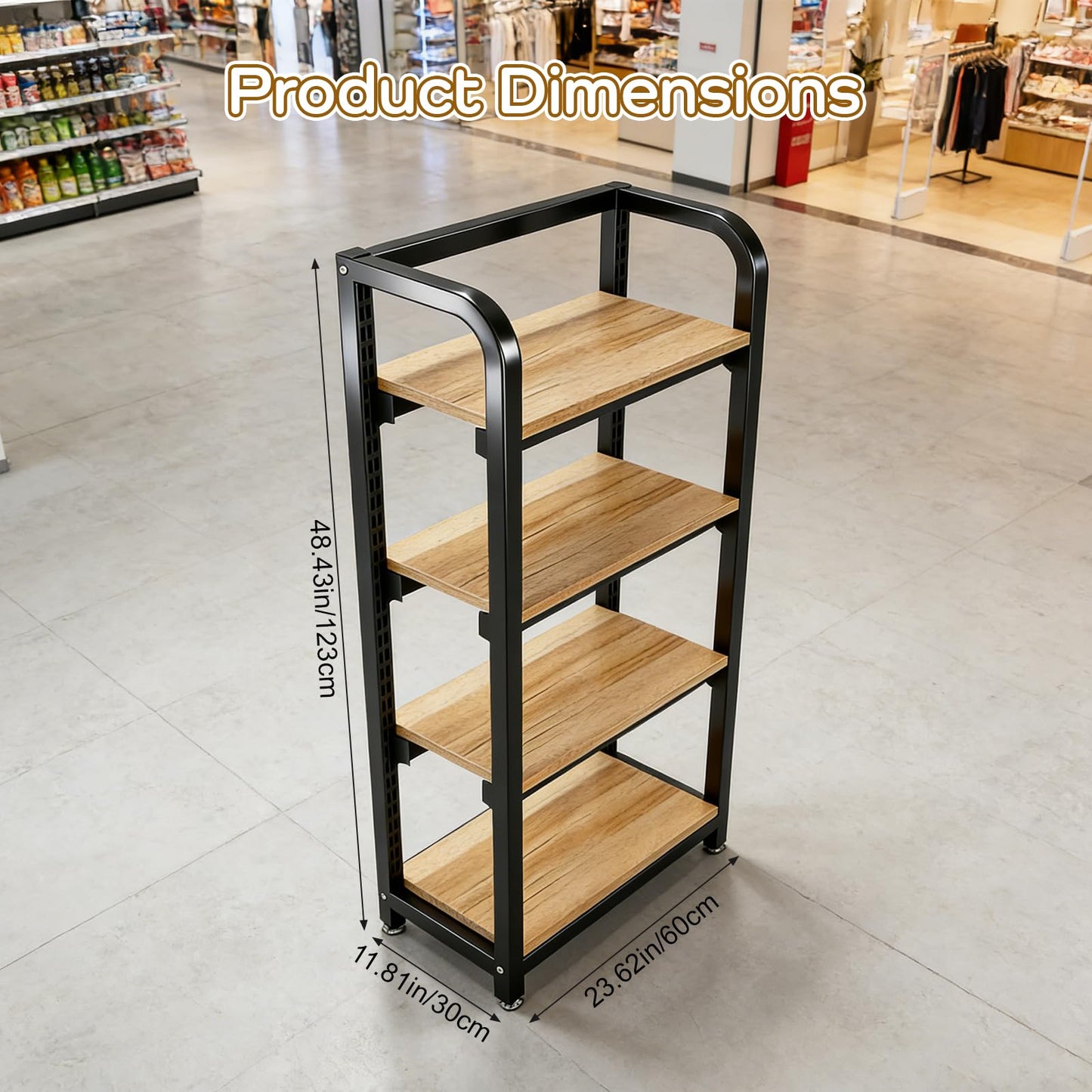 DioOnes Gondola Shelving End Cap,Candy Display Rack, Commercial Supermarket Shelves Center Island Cabinet, Garage Shelving Heavy Duty, for Stores, Supermarkets, Drugstores (End Cap 23.6*11.8*48.5in)