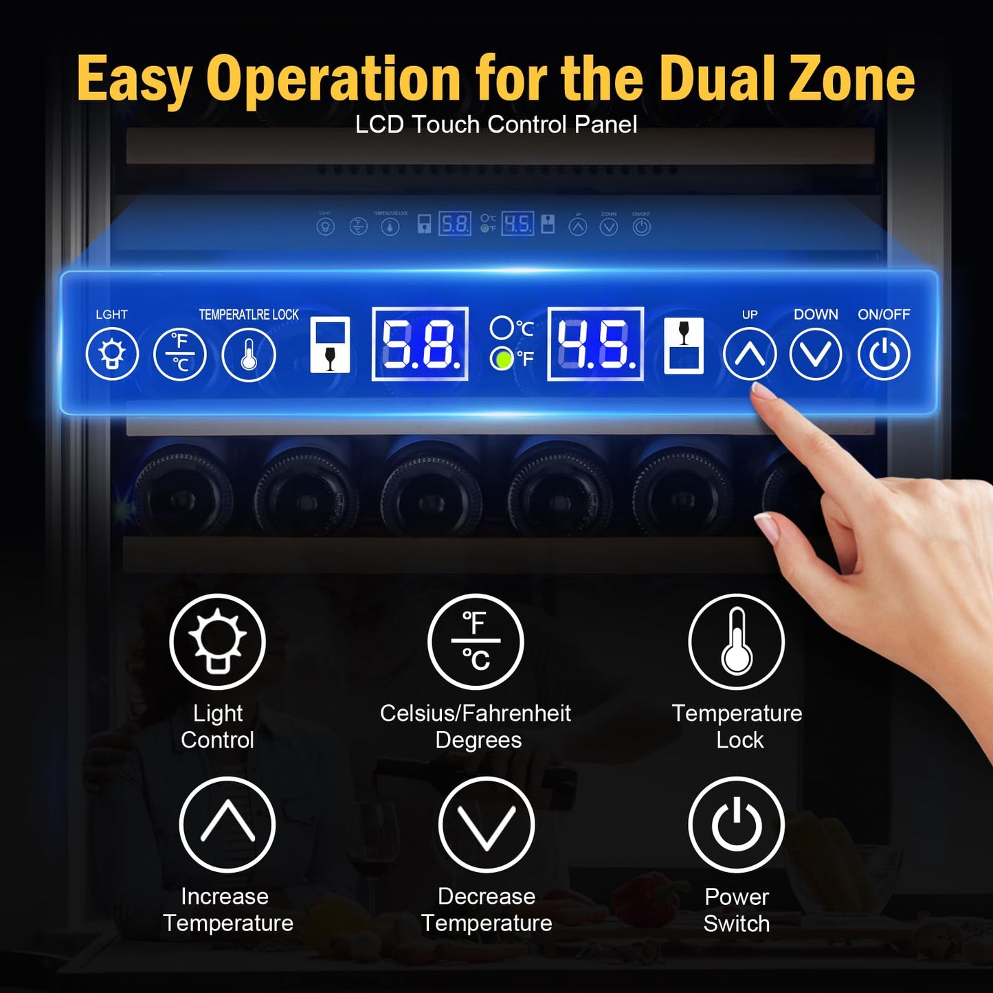 FoMup Wine Cooler Refrigerator 24 Inch, 180 Bottles Large Wine Fridge Dual Zones, Tall Freestanding/Built-in Wine Cellar Professional with Reversible Door Sliding Rail Shelves