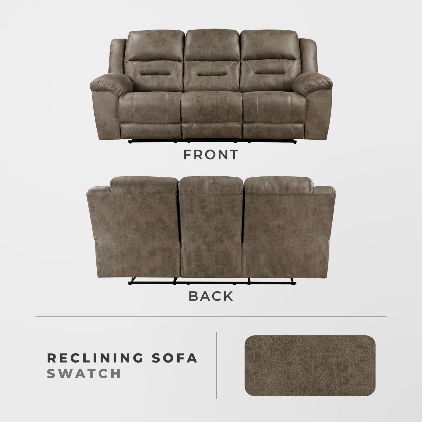 Lexicon Reclining Living Room Set, Wall Hugger Manual Reclining Sofas, Couches for Living Room, Home Theater Seating, Includes Dual Reclining Sofa and Loveseat, 2-Piece Set, Brown