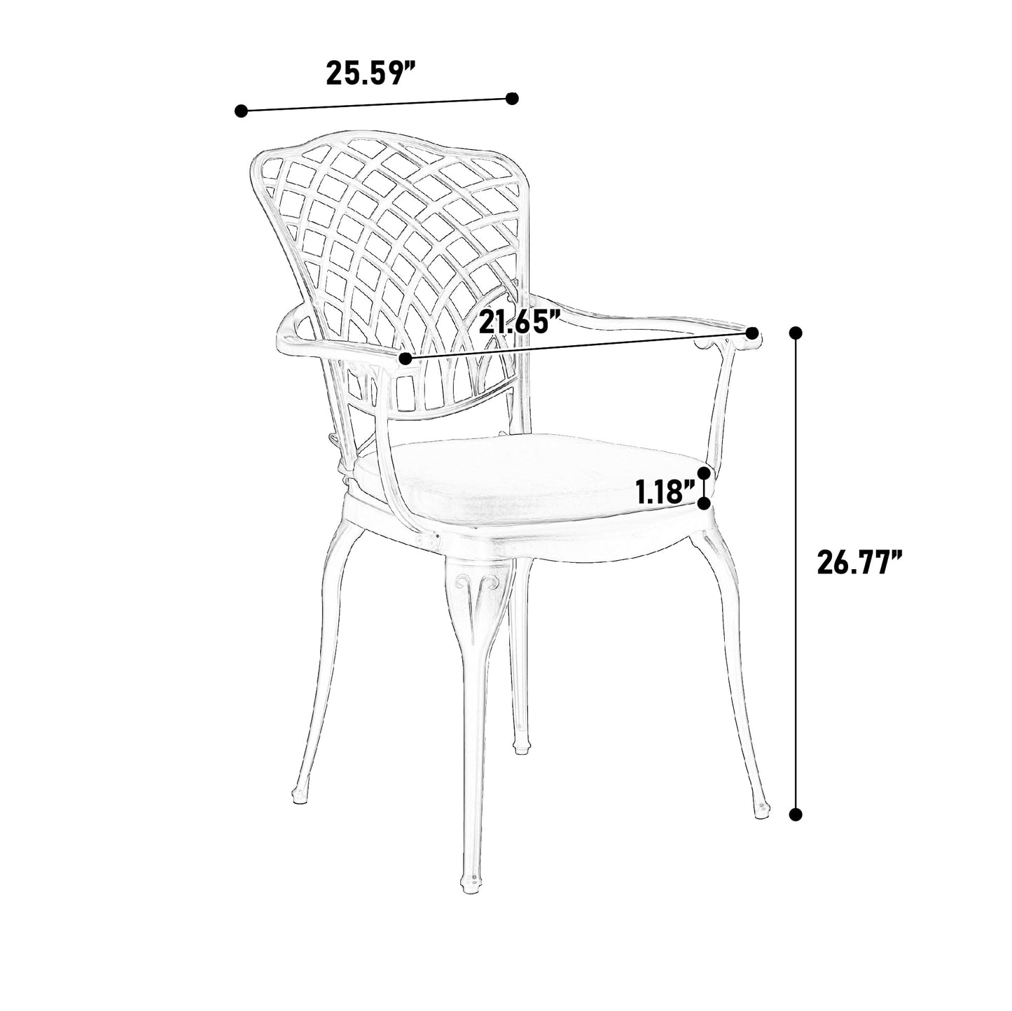 GDFStudio 3-Piece Patio Bistro Set Cast Aluminum Outdoor Furniture Set with Cushions, Weather-Resistant Bistro Table and 2 Chairs with Umbrella Hole, Patio Conversation Set for Garden, Balcony, White
