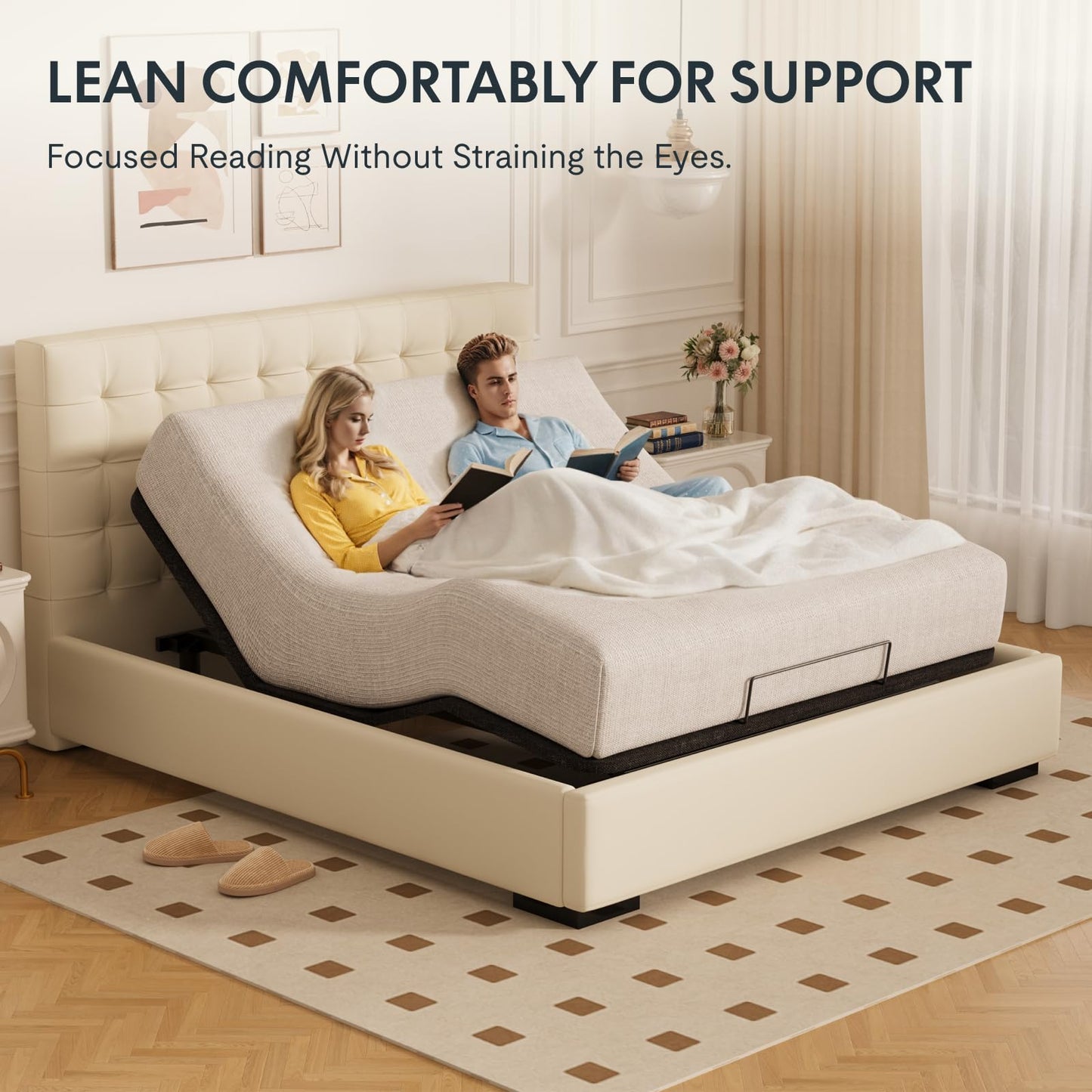 FLEXISPOT Adjustable Bed Frame Bases Queen, Massage, Zero Gravity, Memory Postions, Quick Assembly, Whisper Quiet Durable Motor, Adjustable Leg, Underbed Light, Wireless Remote, 750Ibs.