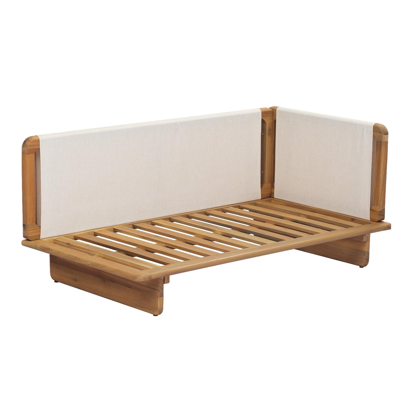 Merax Acacia Wood Outdoor Patio 105 Inch Loveseat Sofa with Cushions, Large 4-Seater Sofa Daybed for Backyard, Lawn, Deck, Balcony, Water Repellent Fabric, 400 lbs Capacity, Light Teak +Beige