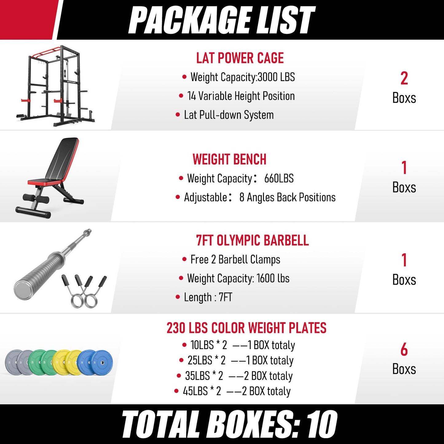 Sportsroyals Squat Rack, LAT Power Cage, Power Rack Multi-Function with Pulley System and Training Attachments for Home Gym