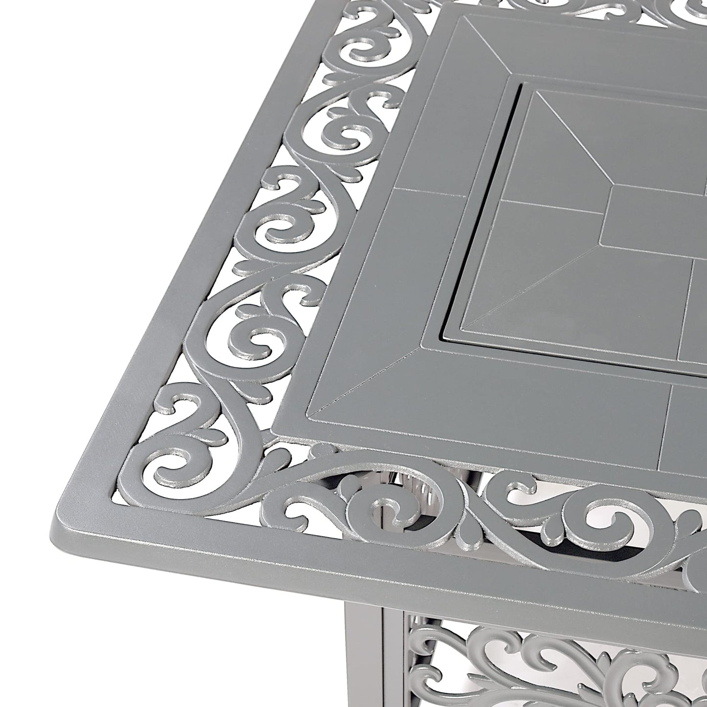 Oakland Living Rectangular 48 in. x 36 in. Aluminum Propane Fire Pit Table, Glass Beads, Two Covers, Lid, 57,000 BTUs in Grey Finish