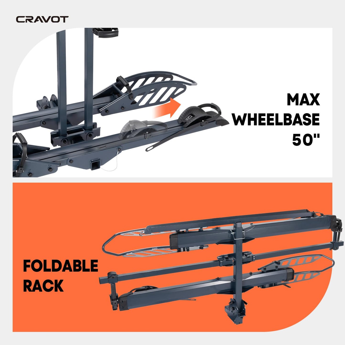 CRAVOT CyberRack E2 Hitch 2 E-Bike Rack with Ramp,200 lbs Capacity