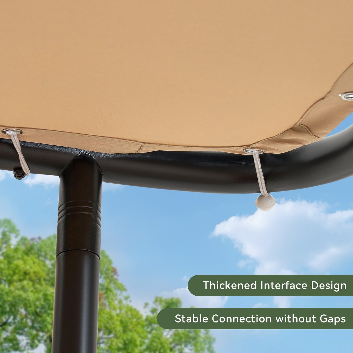 Aoxun 10x12 Lean to Gazebo Outdoor Pergola with Water Resistant & UV-Resistant, Wall-Mounted Canopy Sloped Roof Awning for Patio Backyard, Deck, or Garden Khaki