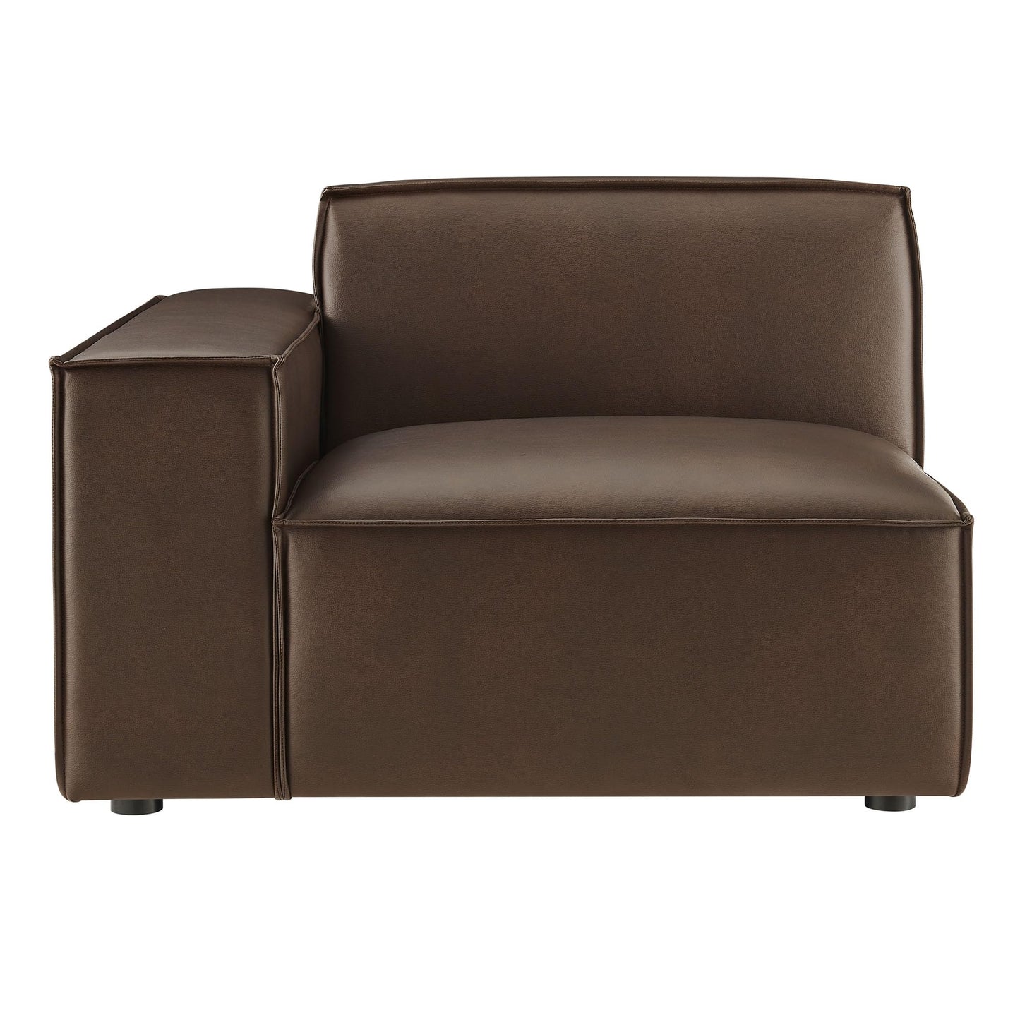 Modway Restore Left-Facing Faux Leather Modular Lounge Chair in Espresso - Living Room Vegan Leather Upholstered Single-Arm Accent Armchair for Sectional Sofa