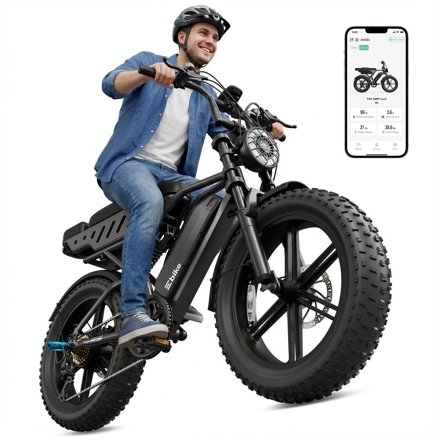 TS TST GRP LLC Electric Bike for Adults, 1500W Peak Motor Retro E Bike, Removable 48V 15Ah Battery, 20" x4.0 Fat Tire, 65Miles Range, Ebike with Suspension,for Commuting,Mountain,Off-Road, Black