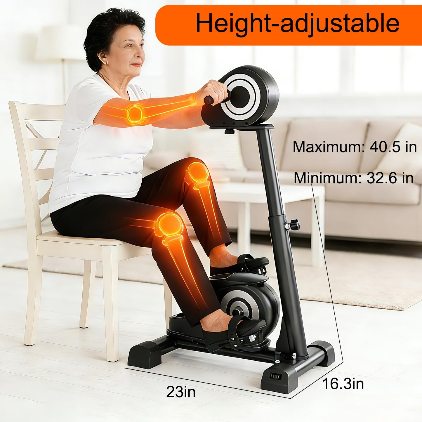 RECOVIONMotorized Arm and Leg Exercise Bike, Electric Pedal Exerciser with LCD Touchscreen, Dual Motor Upper & Lower Limb Trainer, Adjustable Height for Seniors Home Exercise