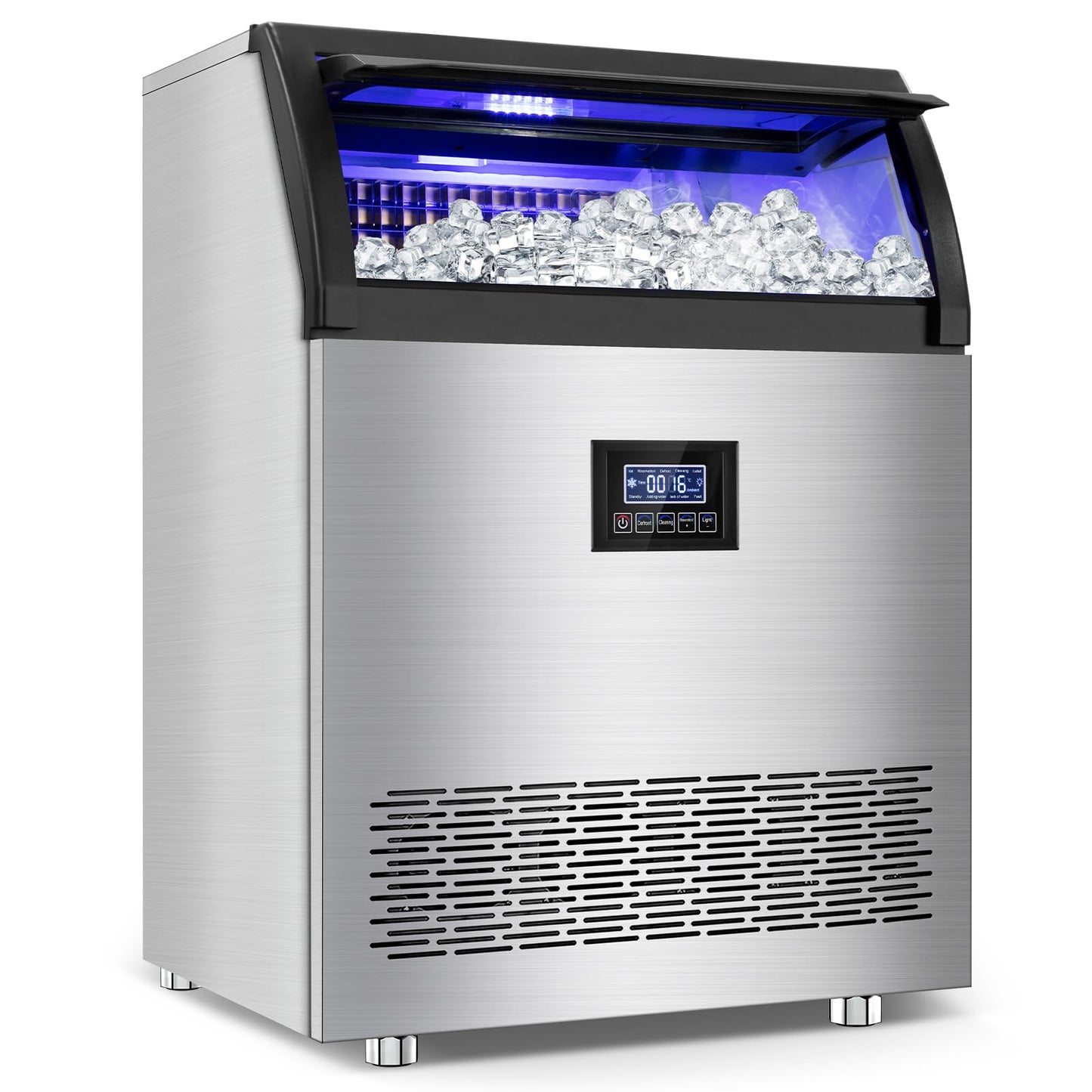 SOZT® Commercial Ice Maker Machine 360LBS/24H, Stainless Steel Under Counter Ice Machine with 80LBS Storage Bin, Self-Cleaning Freestanding Ice Cube Maker for Restaurant, Bar, Home, Office