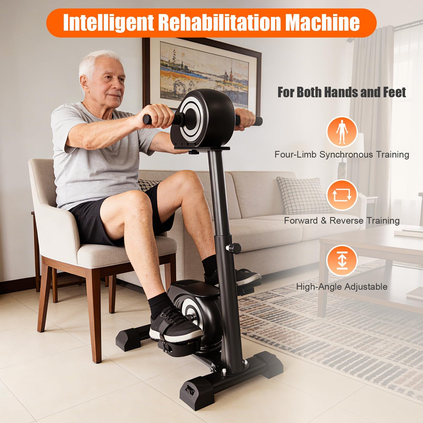 RECOVIONMotorized Arm and Leg Exercise Bike, Electric Pedal Exerciser with LCD Touchscreen, Dual Motor Upper & Lower Limb Trainer, Adjustable Height for Seniors Home Exercise