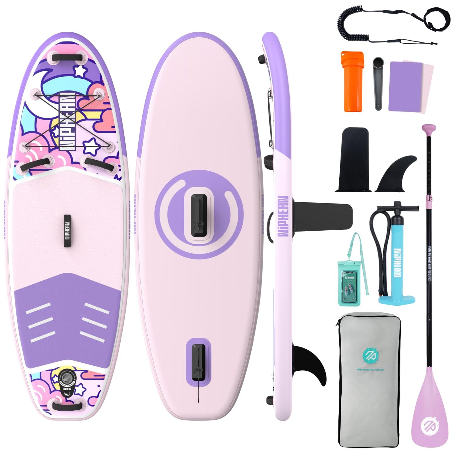 Niphean Inflatable Stand Up Paddle Board with Stabiltrac Fin Design and SUP Accessories, Anti-Slip EVA Deck, 10’6’’ Inflatable Paddle Boards for Adults & Youth of All Skill Levels
