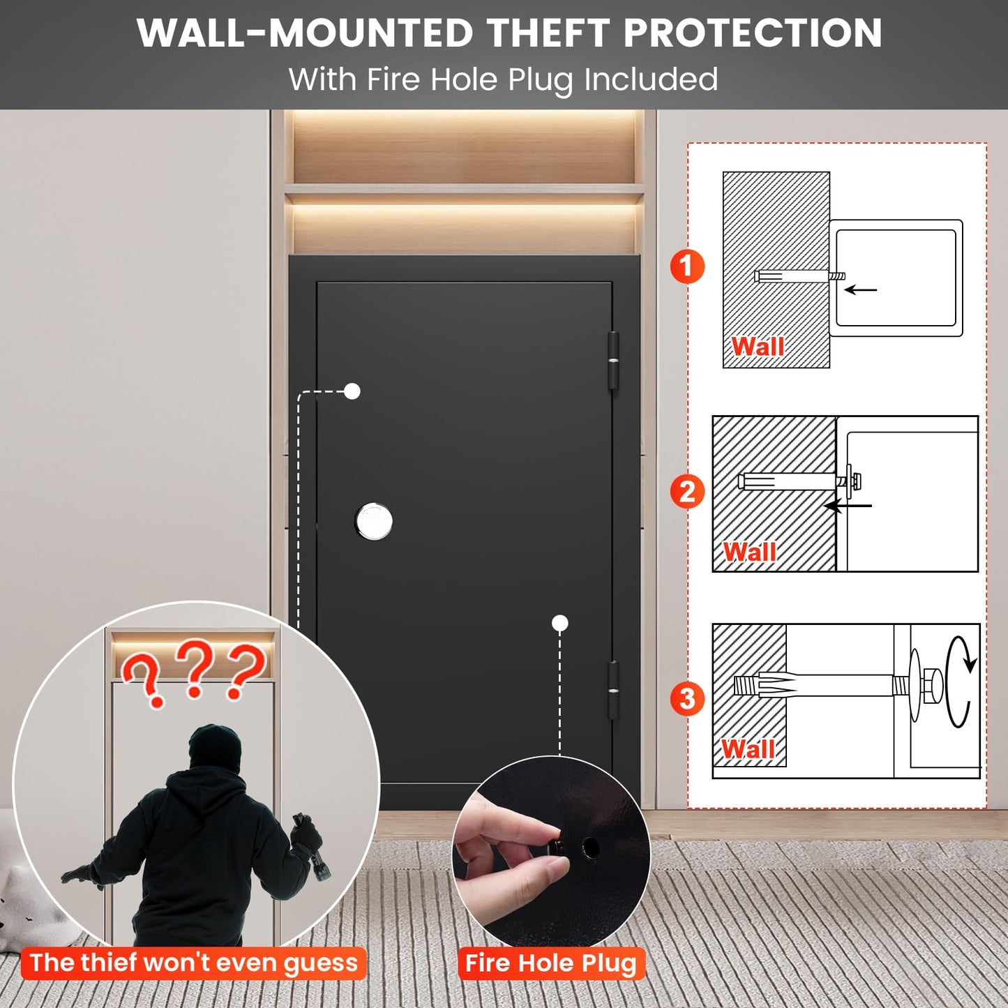 [𝟮𝟬𝟮𝟲 𝗡𝗲𝘄] 23.69'' Tall Fireproof Safe for Home, 1700°F Fire Resistance for 60 Minutes, Fire and Water Proof Safe Box with Mechanical Lock, Removable Shelf for Documents, Cash and Valuable