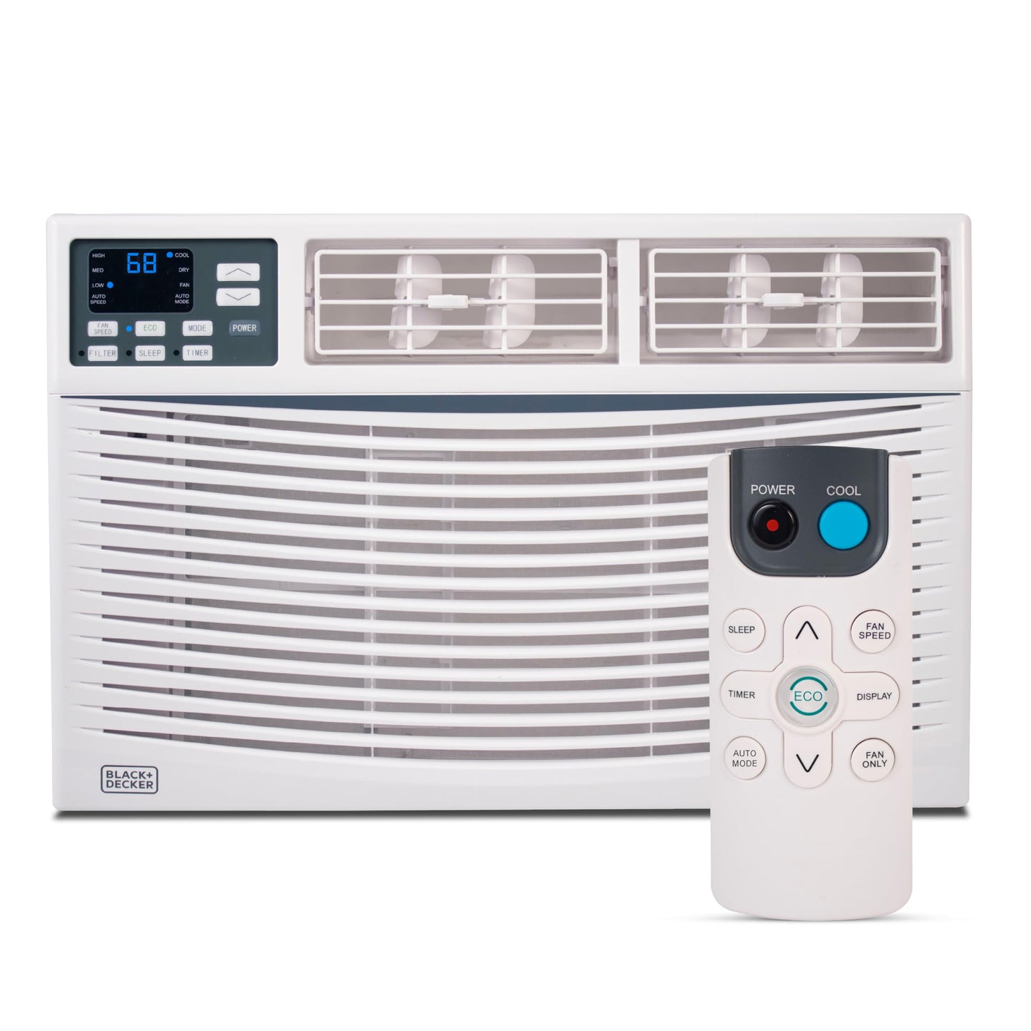 BLACK+DECKER Window Air Conditioner 12,000 BTU, AC Window Unit Cools Up to 550 Square Feet, AC Unit with Remote Control, 3 Cooling Speeds and Fan Only Function, BWAC12WTB, White