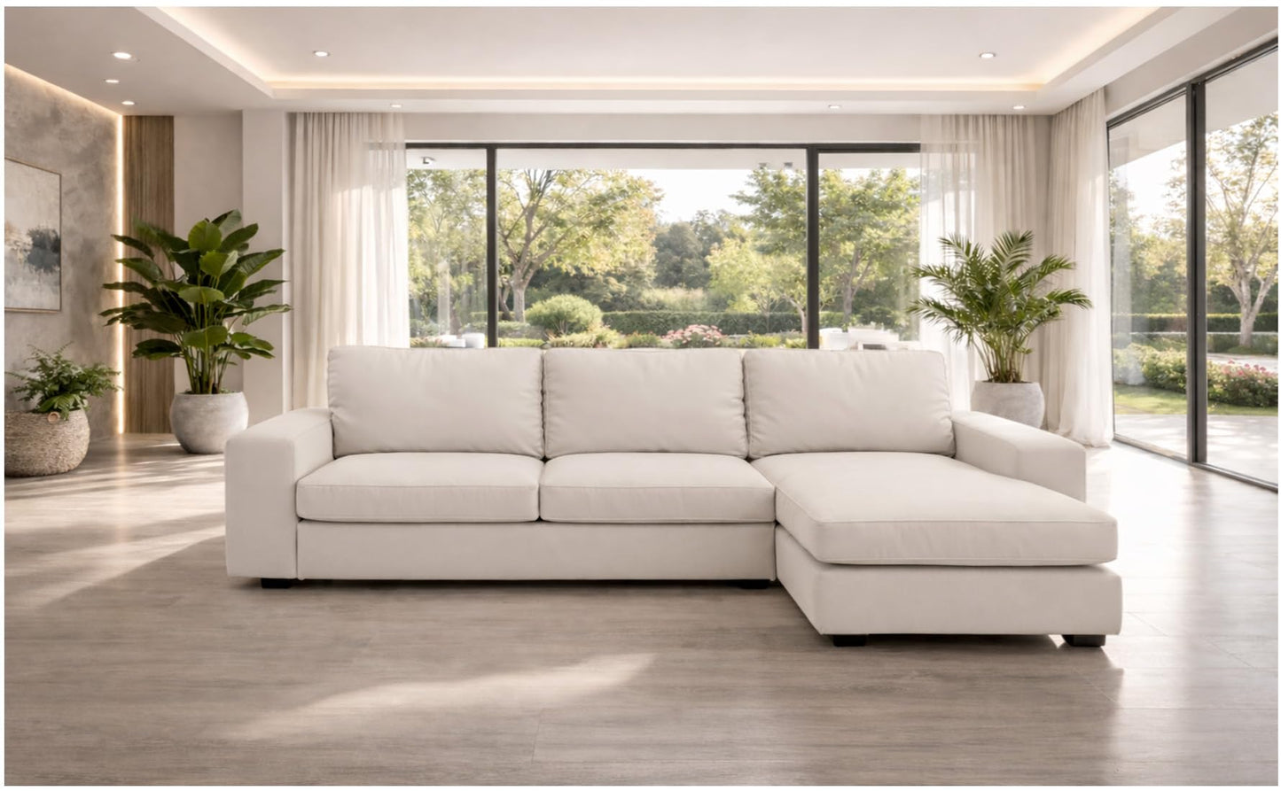 Width: 125.2", Not 110" Durable KIVIK Three 3 Seat Sofa with Chaise Sectional Cover Replacement, Compatible with IKEA Kivik 4 Four Seat Corner Lounge Slipcover Only (Polyester Beige)