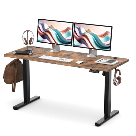 Monomi Electric Standing Desk 55x24 Inches，Height Adjustable Sit Stand Up Desk for Home Office, Ergonomic Computer Workstation with 178LBS Load Capacity & Quiet Motor, Two-Piece Desktop, Rustic Brown