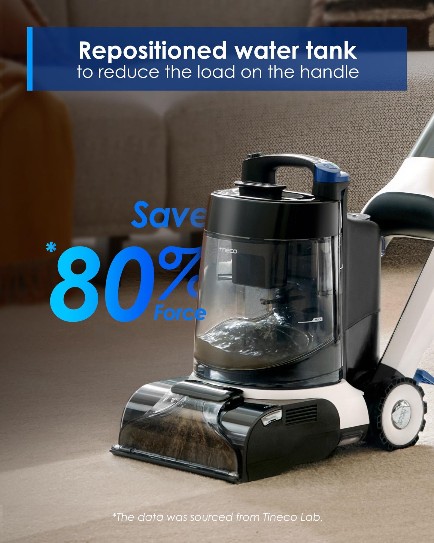 Tineco CARPET ONE Cruiser Smart Carpet Cleaner, Self-Cleaning and FlashDry, Deep Cleaning for Pet, Carpet and Upholstery, 167℉ PowerDry, 130W Powerful suction SmoothPower