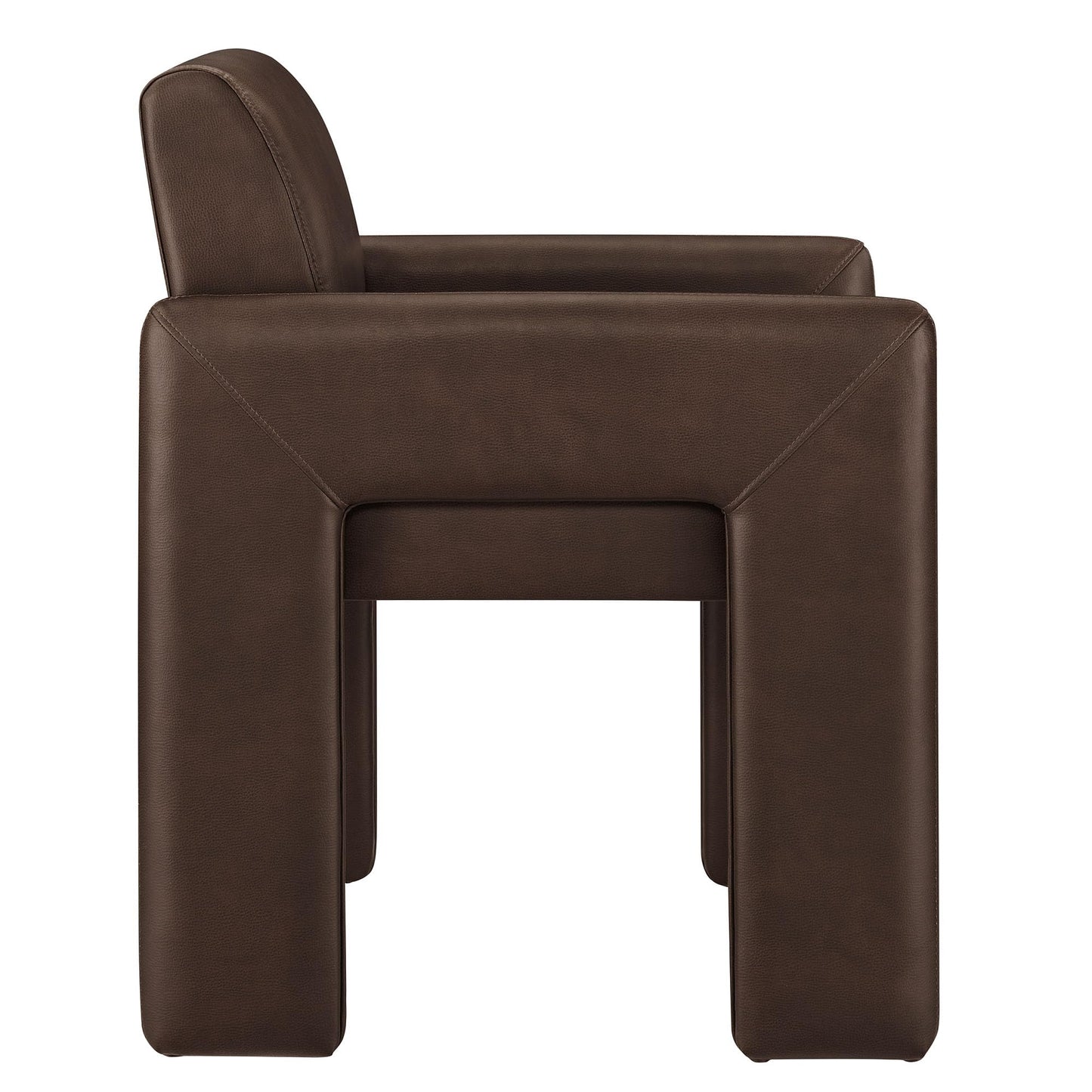 Modway Daven Fully Upholstered Vegan Leather Dining Chair in Espresso – Mid-Century Modern Faux Leather Accent Chair with Cushioned Seat for Living Room, Office, Bedroom