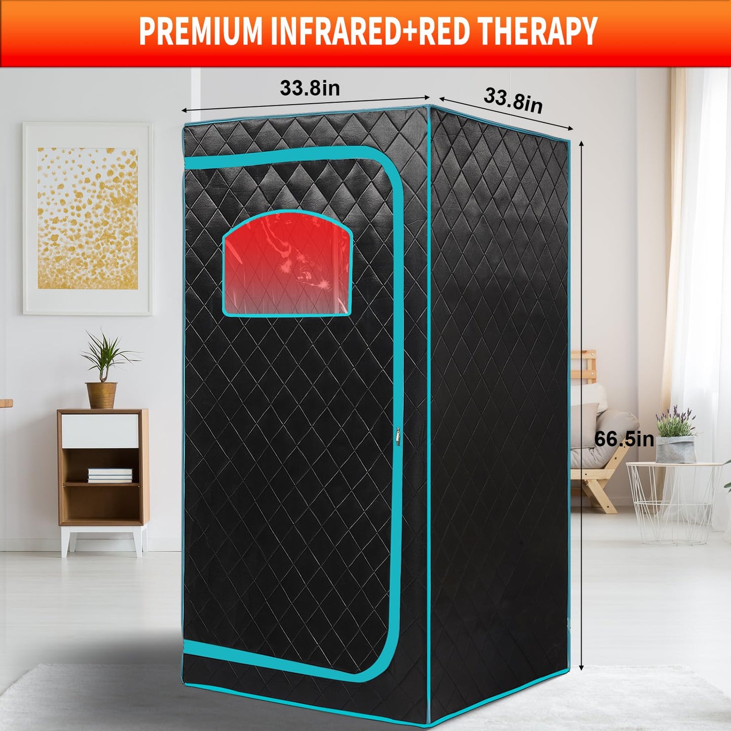AURGOD Portable Infrared Sauna for 1 Person, Red Light Therapy Full Size Home Sauna Box with Premium Dry Heating, Remote Temperature Control, Heated Foot Pad & Reinforced Folding Chair