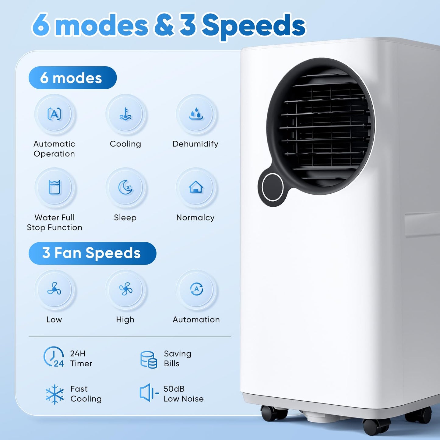 KINDOJIA Portable Air Conditioners 16,000 BTU, 6-in-1 Smart AC with WiFi App Control, Ultra-Quiet Sleep Mode, Child Lock & 24H Timer, Ideal for Large Rooms up to 700 Sq. Ft, Bedroom Home Office