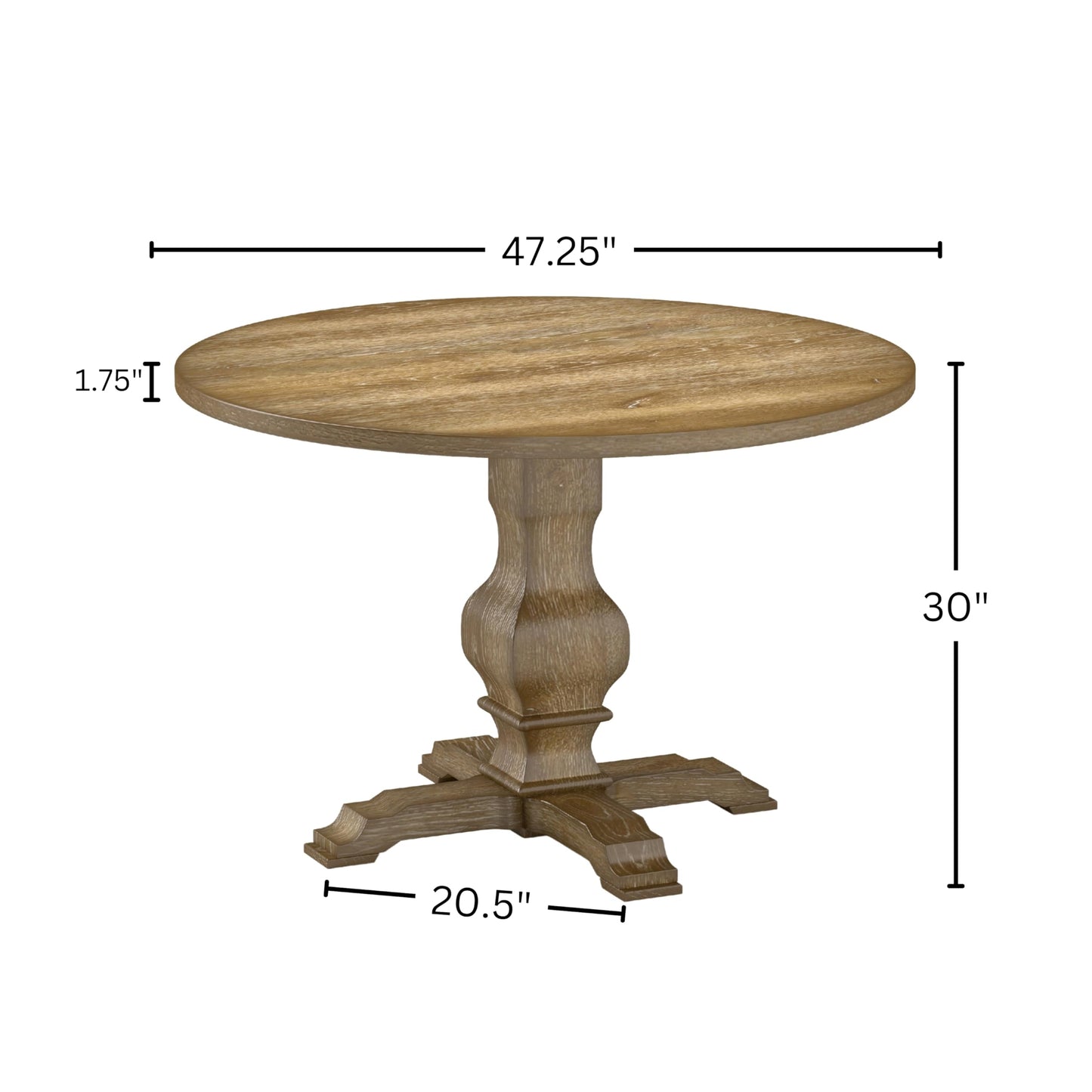Roundhill Furniture Havre Pedestal Base Round Dining Table, Oak