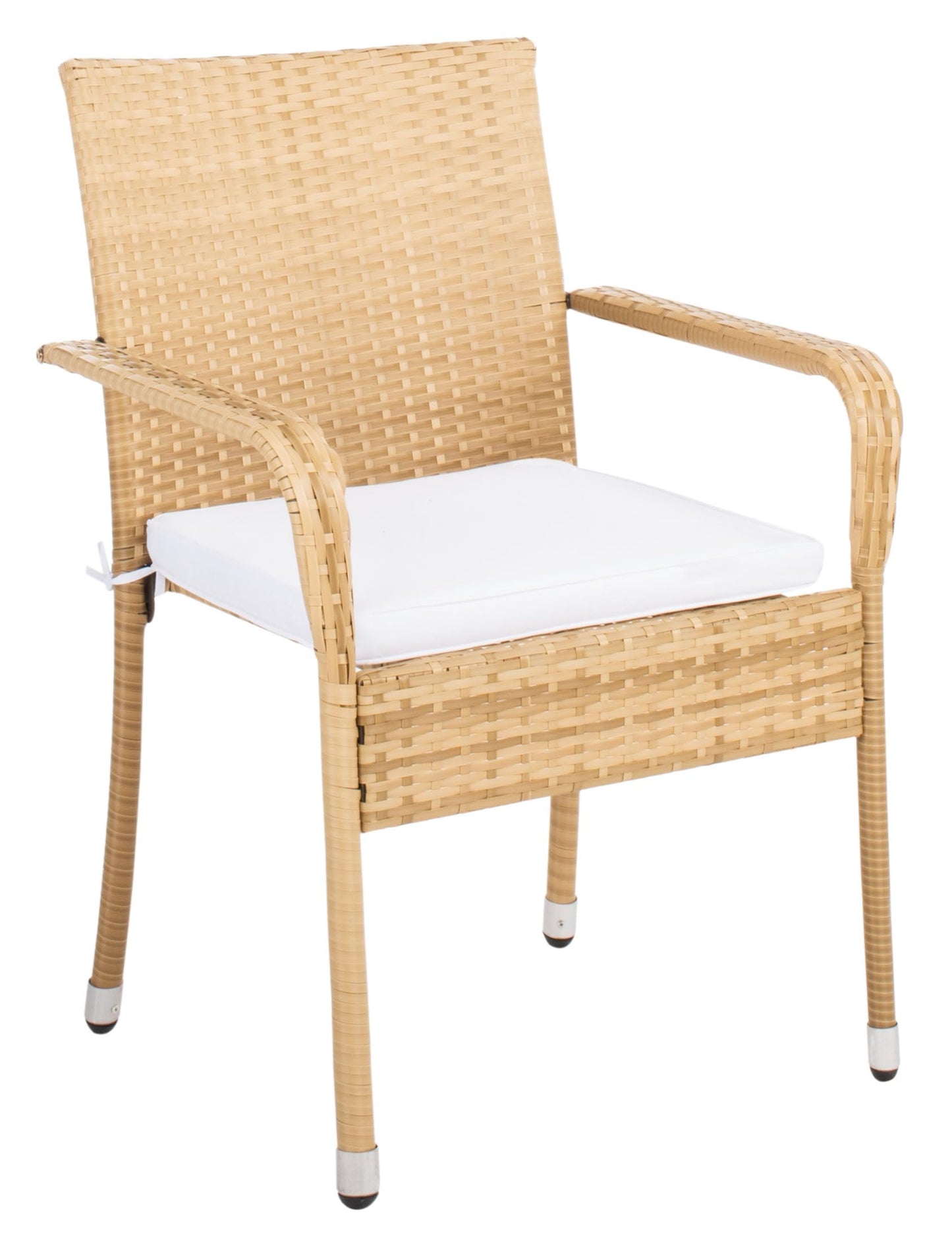 SAFAVIEH Outdoor Collection Laina Natural/White Cushion Wicker 5-Piece Dining Set