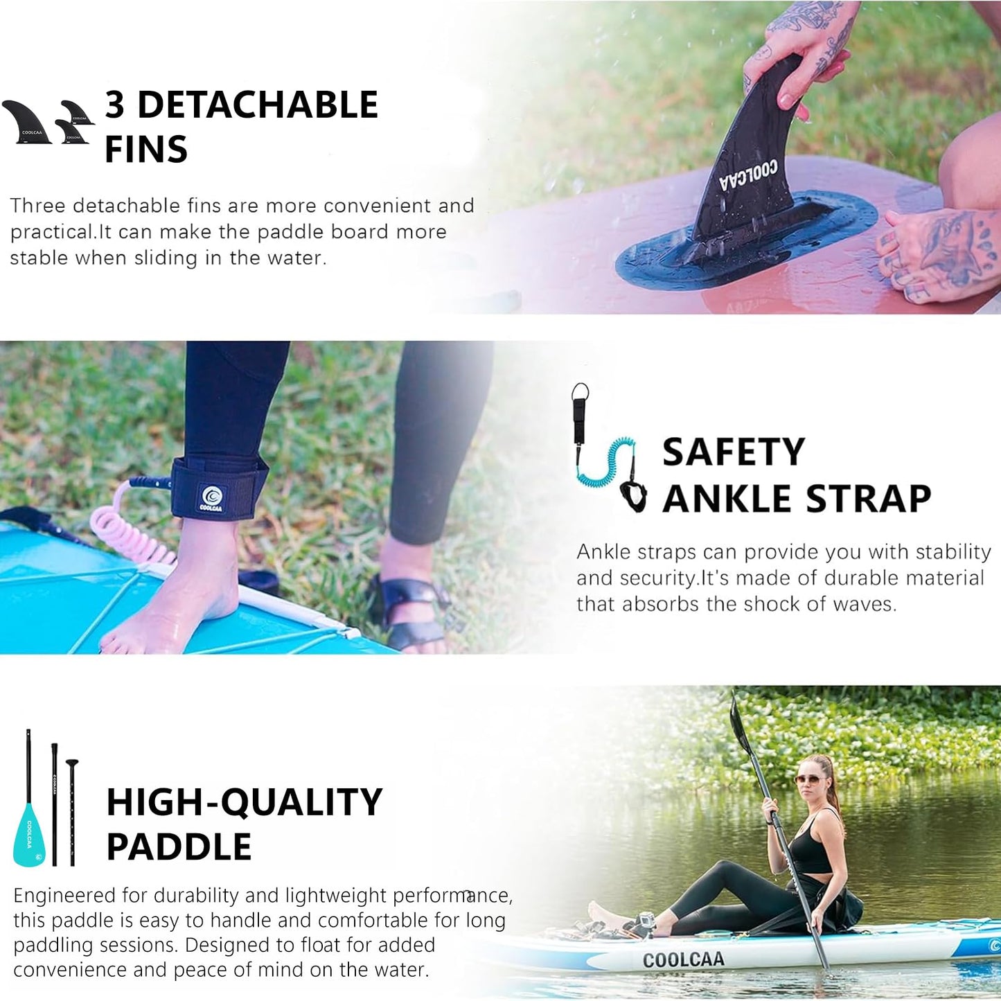 COOLCAA Dolphin Lite 11'6 Inflatable Stand-Up Paddle Board, 490Lbs Capacity SUP Board with 33'' Extra Wide, Fishing Paddleboard with Accessories & Bag for Adults Youth (Turquoise Coast)
