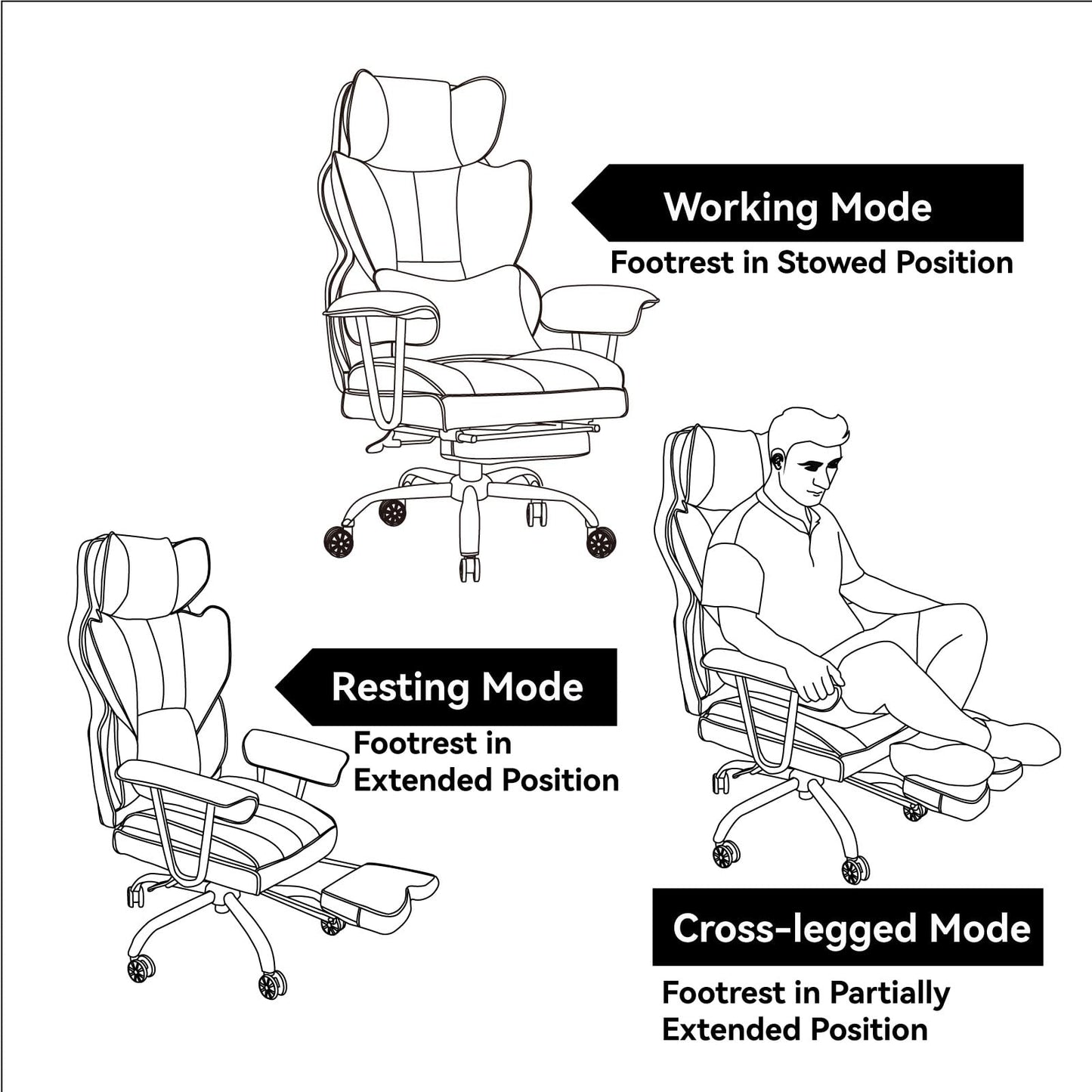 Efomao Big and Tall Office Chair 400LBS - Pink Heavy Duty Executive Office Chair with Footrest, Ergonomic Home Office Desk Chair, Wide Computer Chair for Heavy People