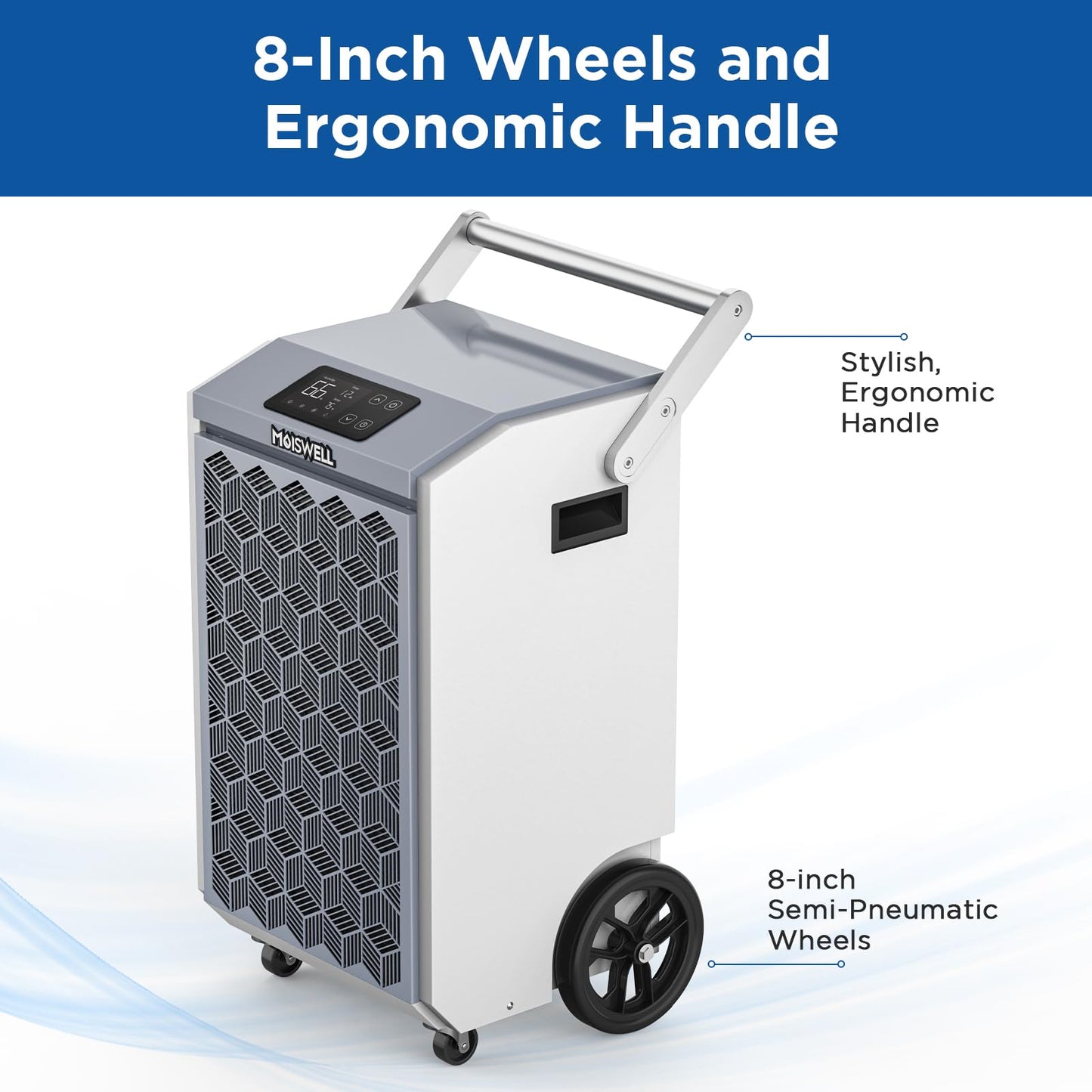 Moiswell 200 Pints Commercial Dehumidifier with Pump and Drain Hose for Basements, Heavy Duty Commercial Grade Dehumidifiers for Large Spaces, Warehouse, Industry Water Damage Unit, Auto Defrost