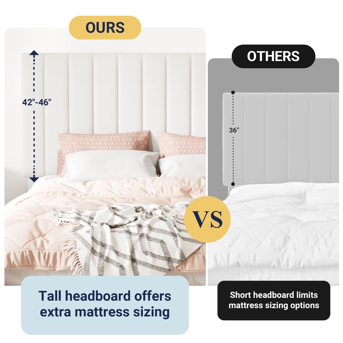 Allewie Queen Size Storage Bed Frame, Vertical Channel Tufted Adjustable Headboard, Velvet Upholstered Platform Bed with 4 Oversized Underbed Drawers, Wooden Slats Support, No Box Spring Needed, White